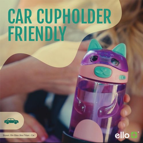 Ello Ellies 16oz Plastic Kids Water Bottle with Straw and Built-in Carrying Handle and Leak-Proof Locking Lid for School backpack, Lunchbox and Outdoor Sports, Unicorn