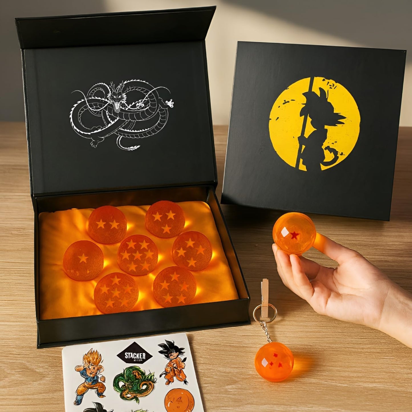 7-Star Sphere Set | Anime-Inspired Crystal Balls with Gift Box - Includes Keychain, Summoning Card & Stickers