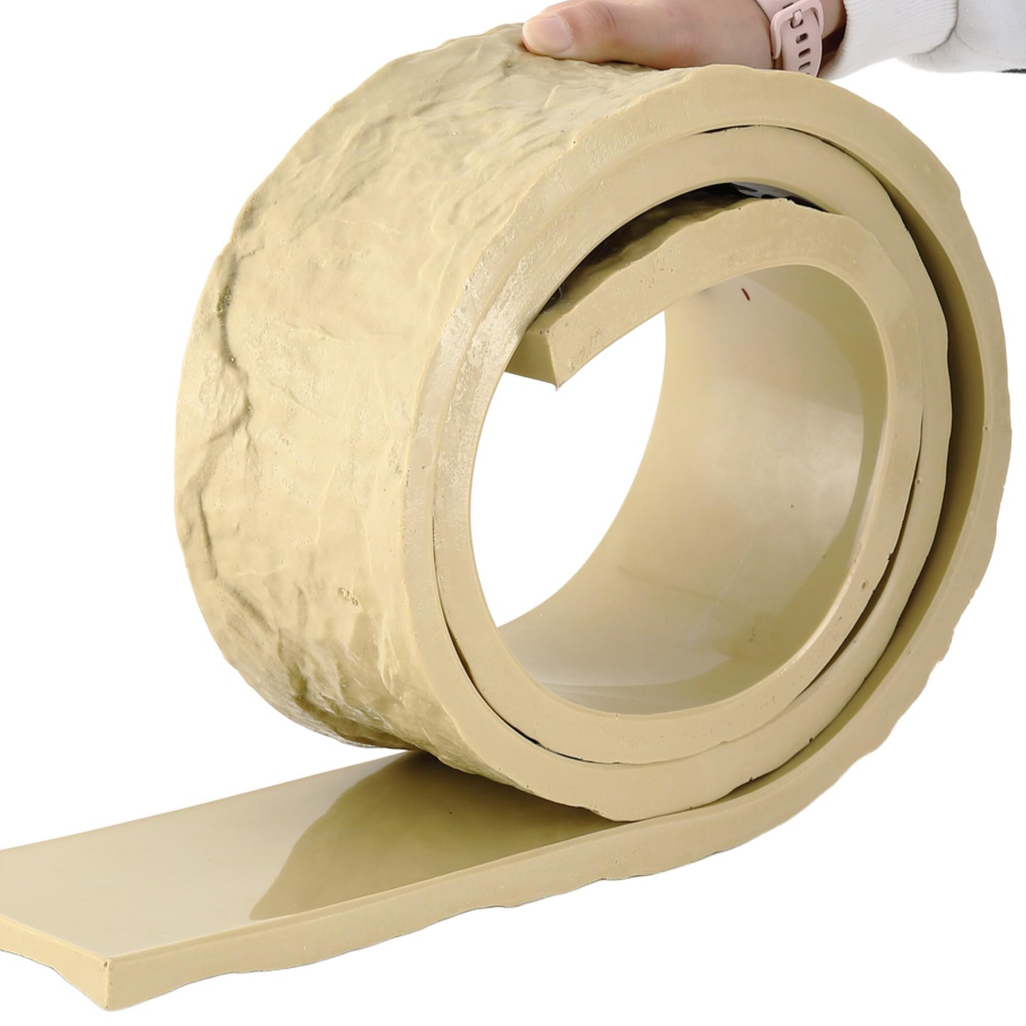 Maasechs 4" W X 78.7" L Concrete Edge Form Mold Countertop Stamp Molds PU Texture Roll Stone Textured Rock Slate Floor Stamp Mat Form Liner Concrete Texturing Skin for Outdoor DIY Column Wall Edging