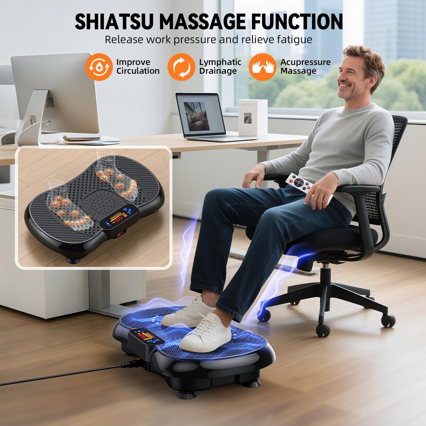 PBYRD Vibration Plate Exercise Machine 2025 Upgraded Vibrating Plate for Lymphatic Drainage Weight Loss 330Lbs, 999 Adjustable Speeds, Full-Body Shaker Vibration Platform for Women Men, Sport Home Gym
