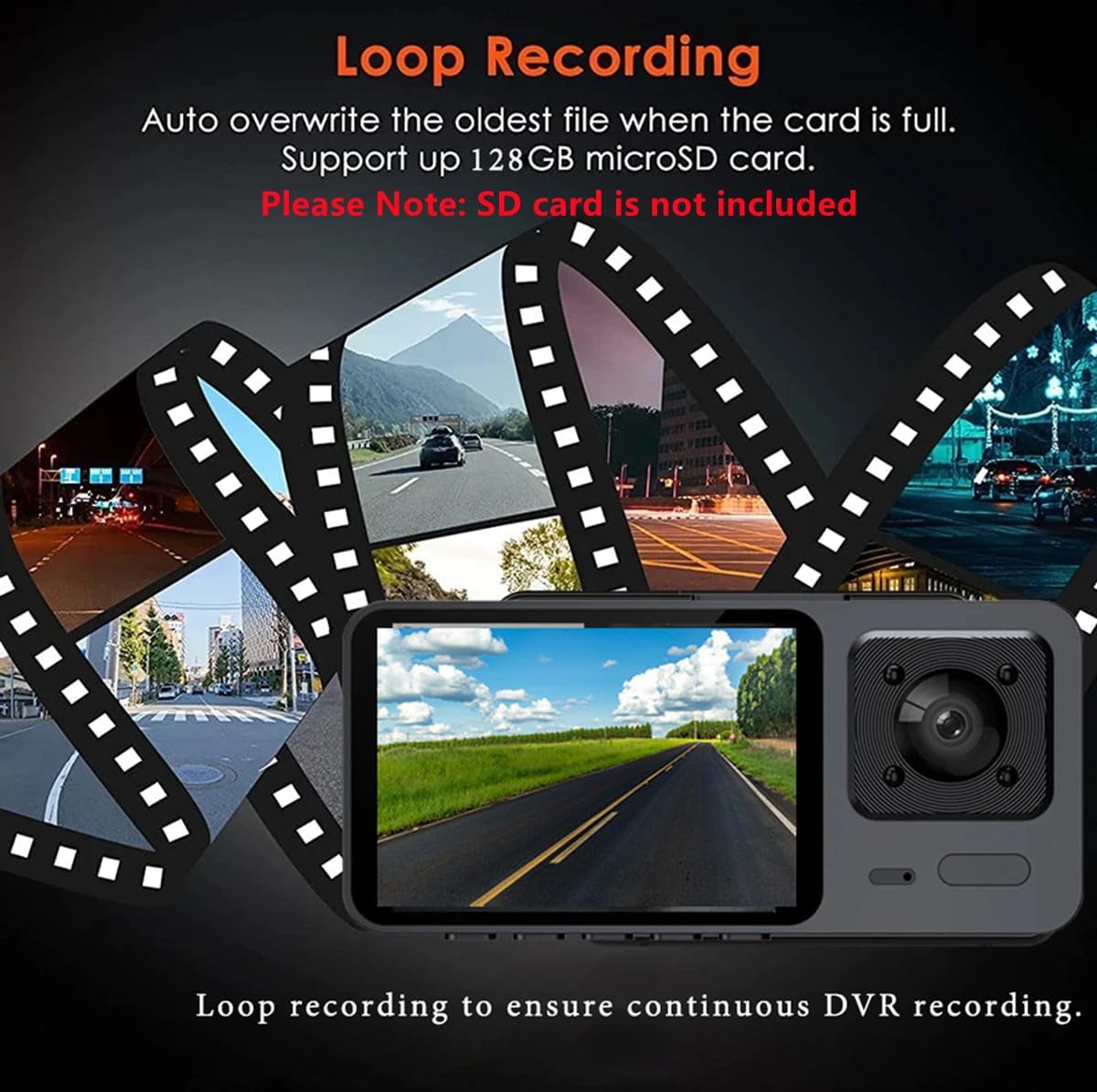 X W EI UNION 2K 1080P 2 Inch Dash Camera Front and Inside Dash Cam for Car Security Video Recorder with Audio Plug