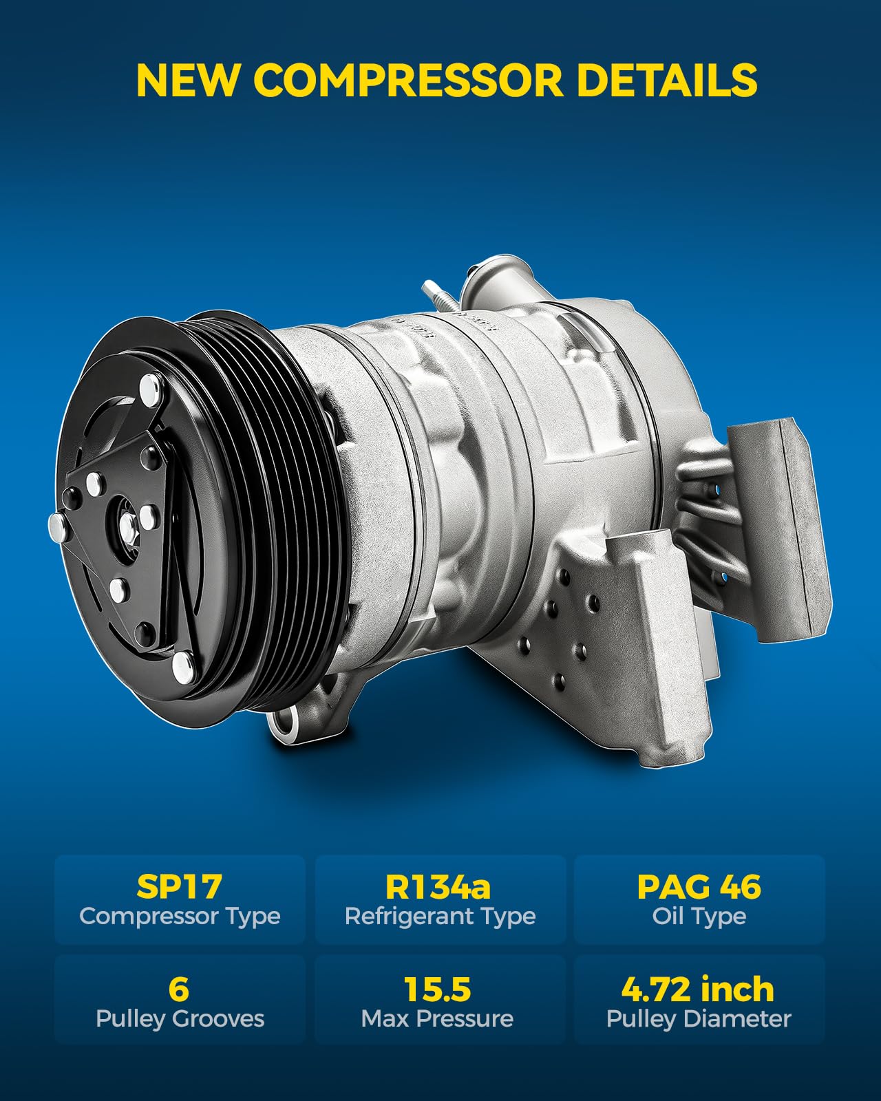 PHILTOP 68676 NEW Air Conditioner AC Compressor with Clutch Replacement for Chevrolet Equinox 2010-2011 3.0L, GMC Terrain 2010-2011 3.0L