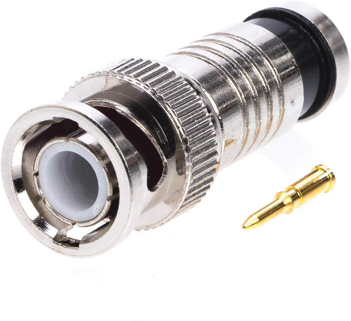 RG59 2-Piece 30 Pack BNC Male Compression Coax Connector for CCTV Security Camera DVR Systems, All-Metal Construction