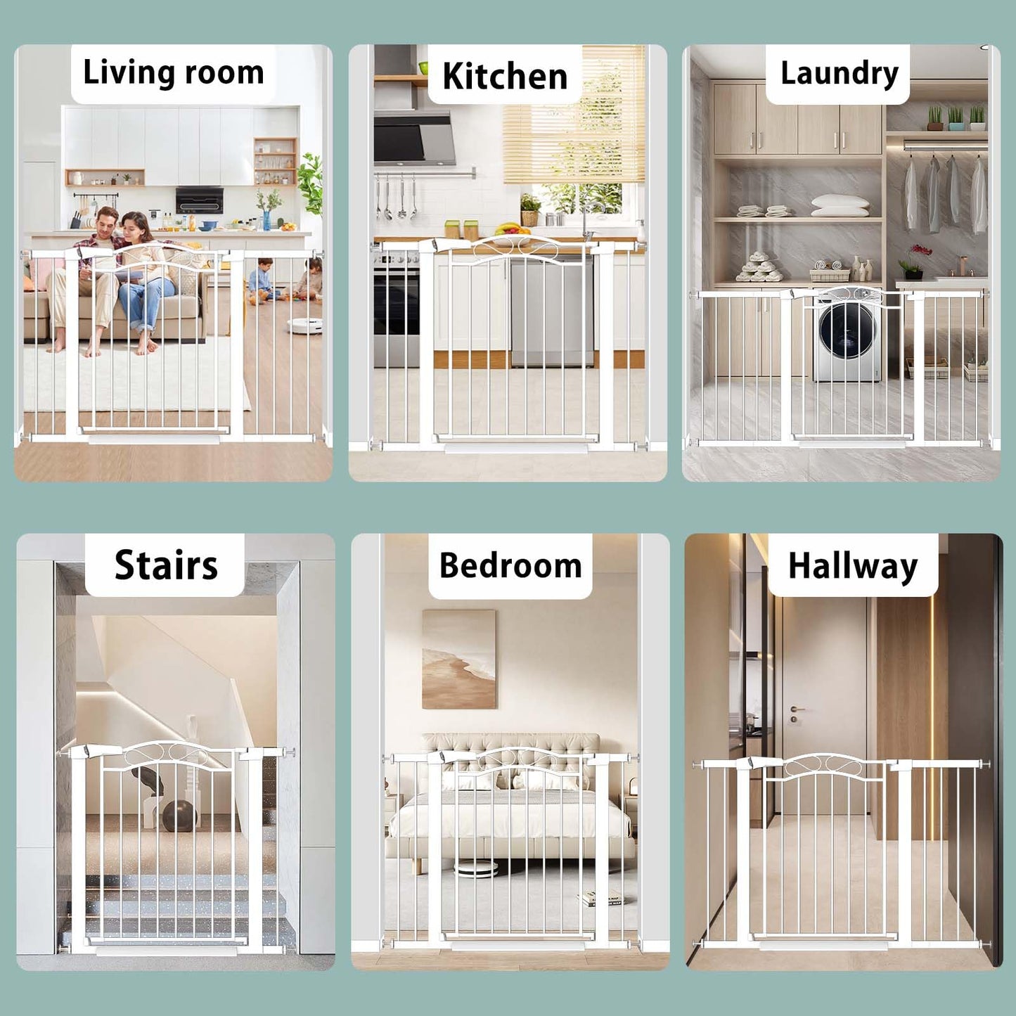 Fairy Baby 57.1"-59.8" Extra Wide Press Mounted Baby Gate Indoor for Kids Or Pets Walk Thru No Drill Long Dog Gates for The House Doorway Child Safety Gate