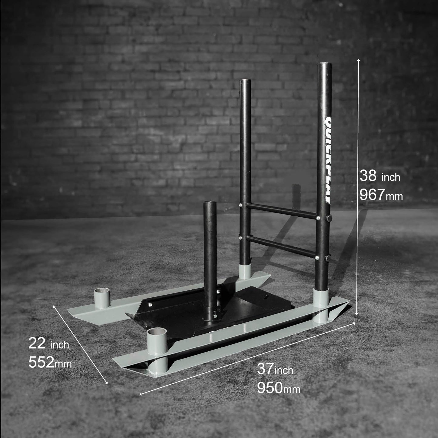QUICKPLAY Weighted Push/Pull Sled - Heavy Duty Steel Strength & Conditioning Sled - Build Explosive Power, Speed & Agility - Folding, Compact Design - for 50mm Olympic Plates (Full Sled)
