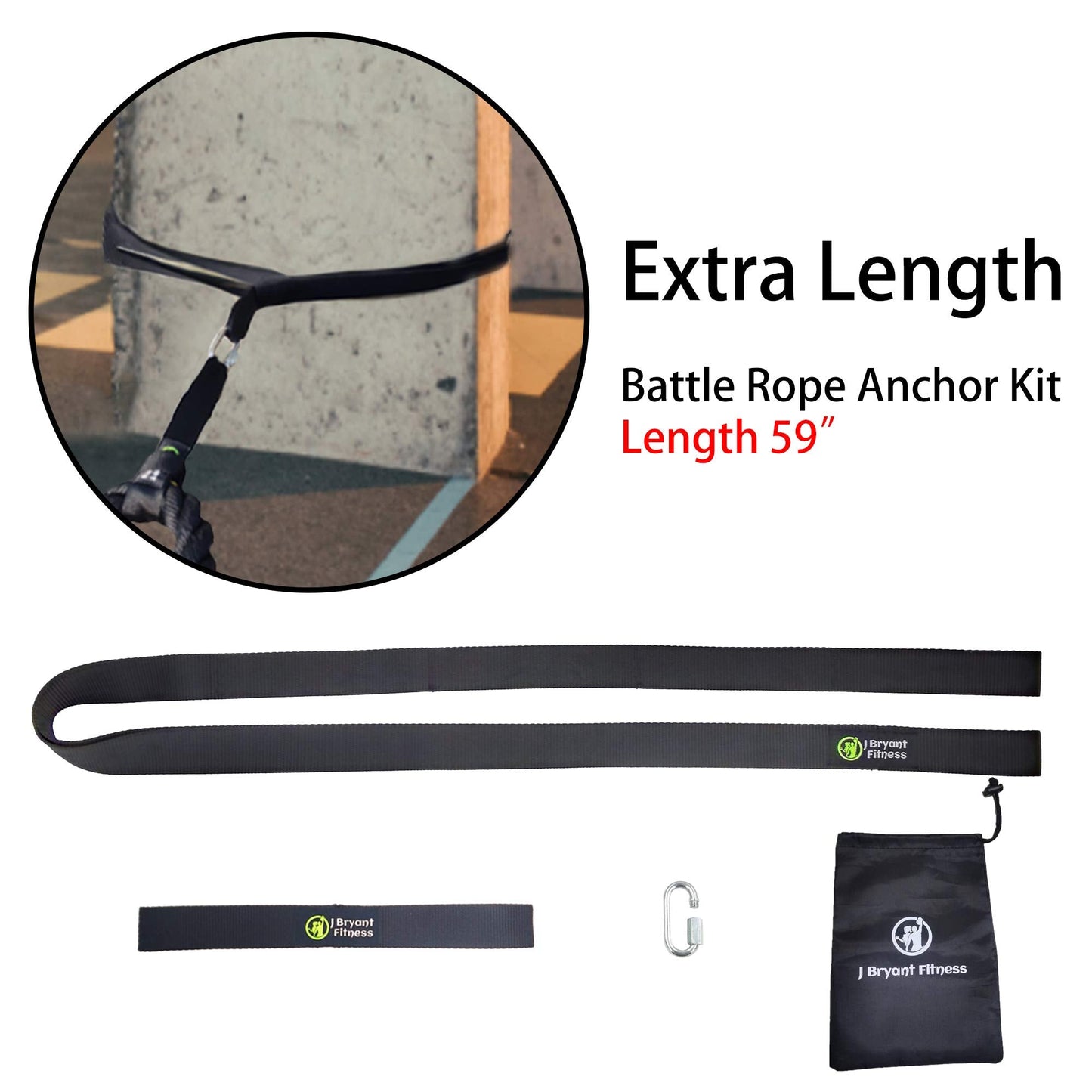 J Bryant Fitness Battle Rope Anchor Strap Kit Accessories Sport for Rope Easy Setup Home Gym Outdoor Muscle Workout Equipment (Small)