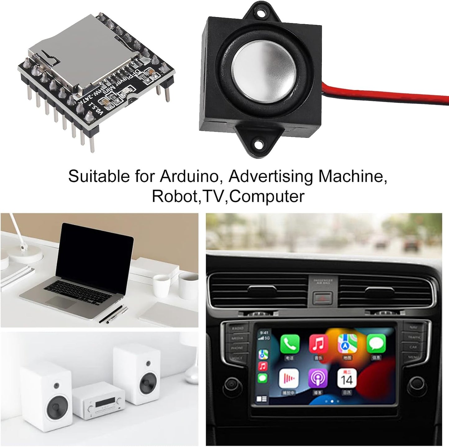 Diitao 2pcs 3 4 JST-PH2.0mm 2 MP3 W Ohm Mini Speaker Micro Speaker pin Interface with Mini Player Module