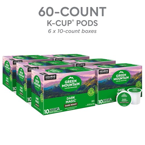 Green Mountain Coffee Roasters Dark Magic K-Cup Pods - Dark Roast Coffee, 60 Count (6 Packs of 10)
