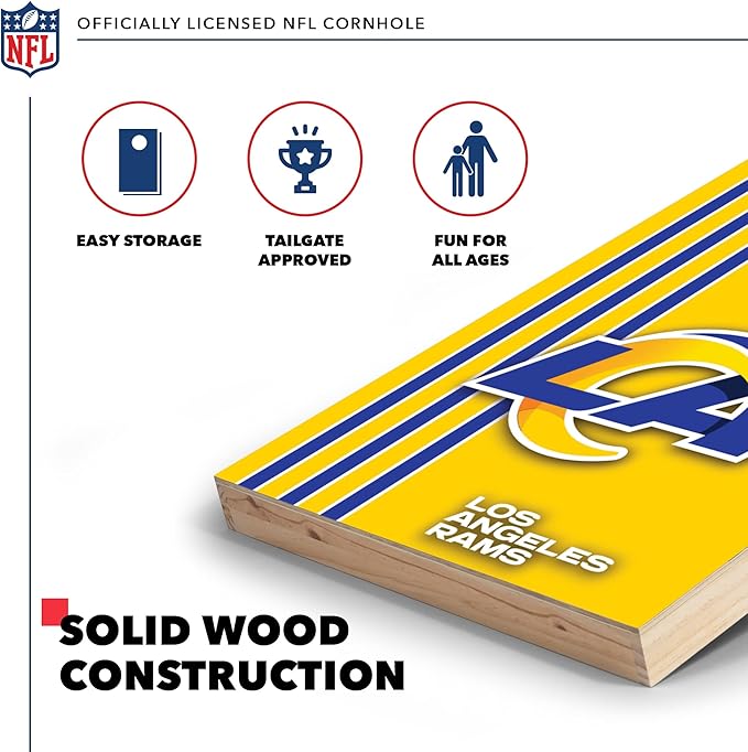 NFL 2' x 3' Solid Wood Cornhole Set with Direct Print HD Team Graphics – Great Gift for Any Football Fan! Bean Bag Toss Family Outdoor Games