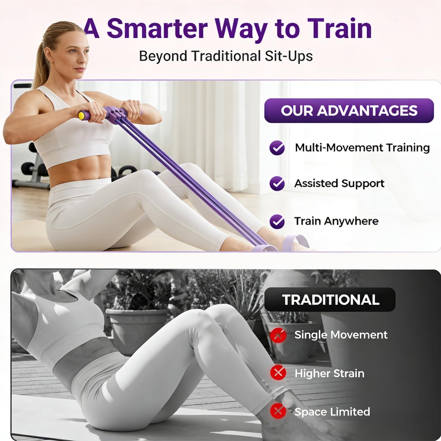 Pedal Resistance Band with Handle,6-Tube Multifunction Stretching Workout Band for Stretching Workout, Abdomen Arms Legs Training,Yoga Pedal Puller,Home Gym