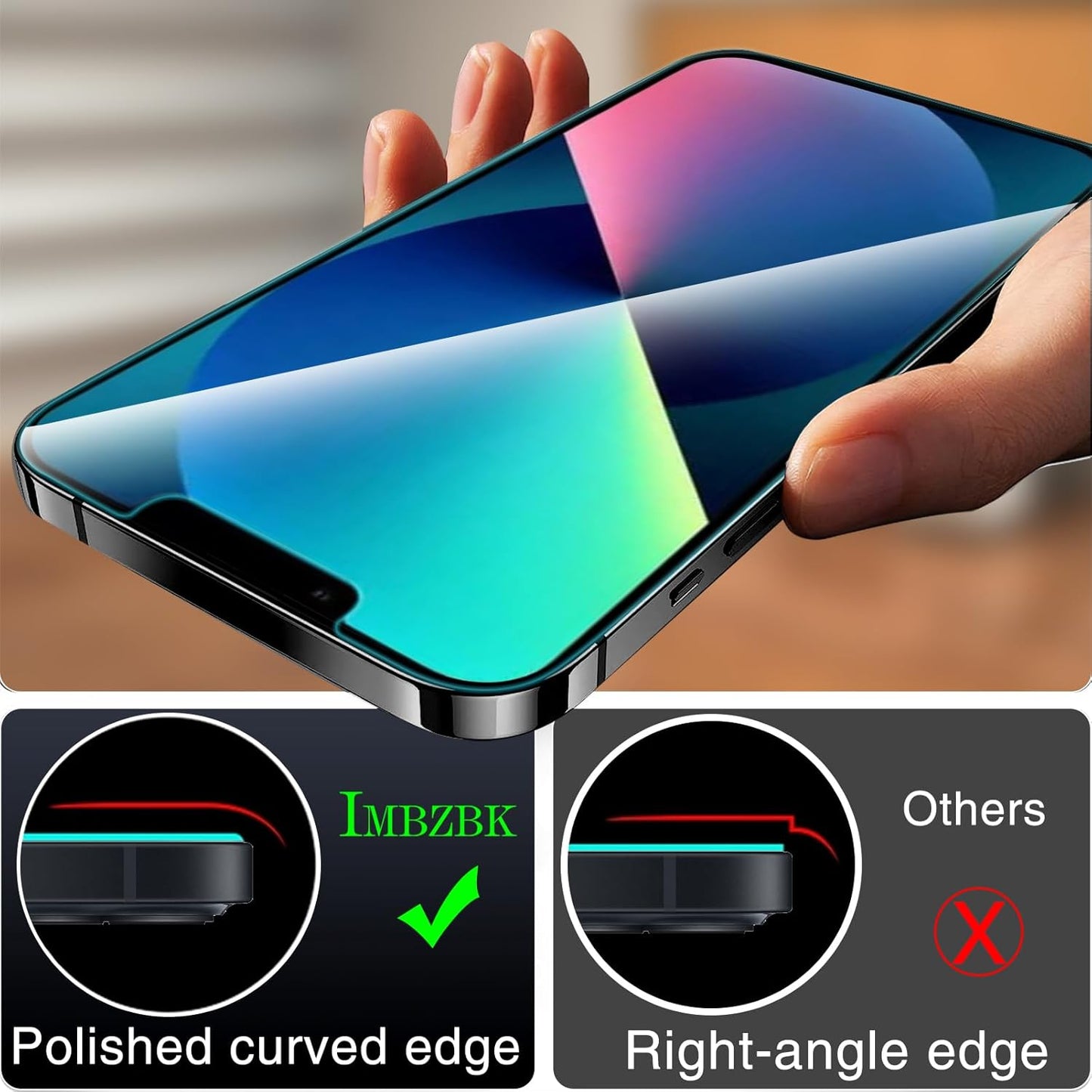 3 Pack 13 [6.1 INCH] 3 IMBZBK [Auto-Dust Removal] Screen Protector for iPhone Accessories, Case Friendly Film, Military