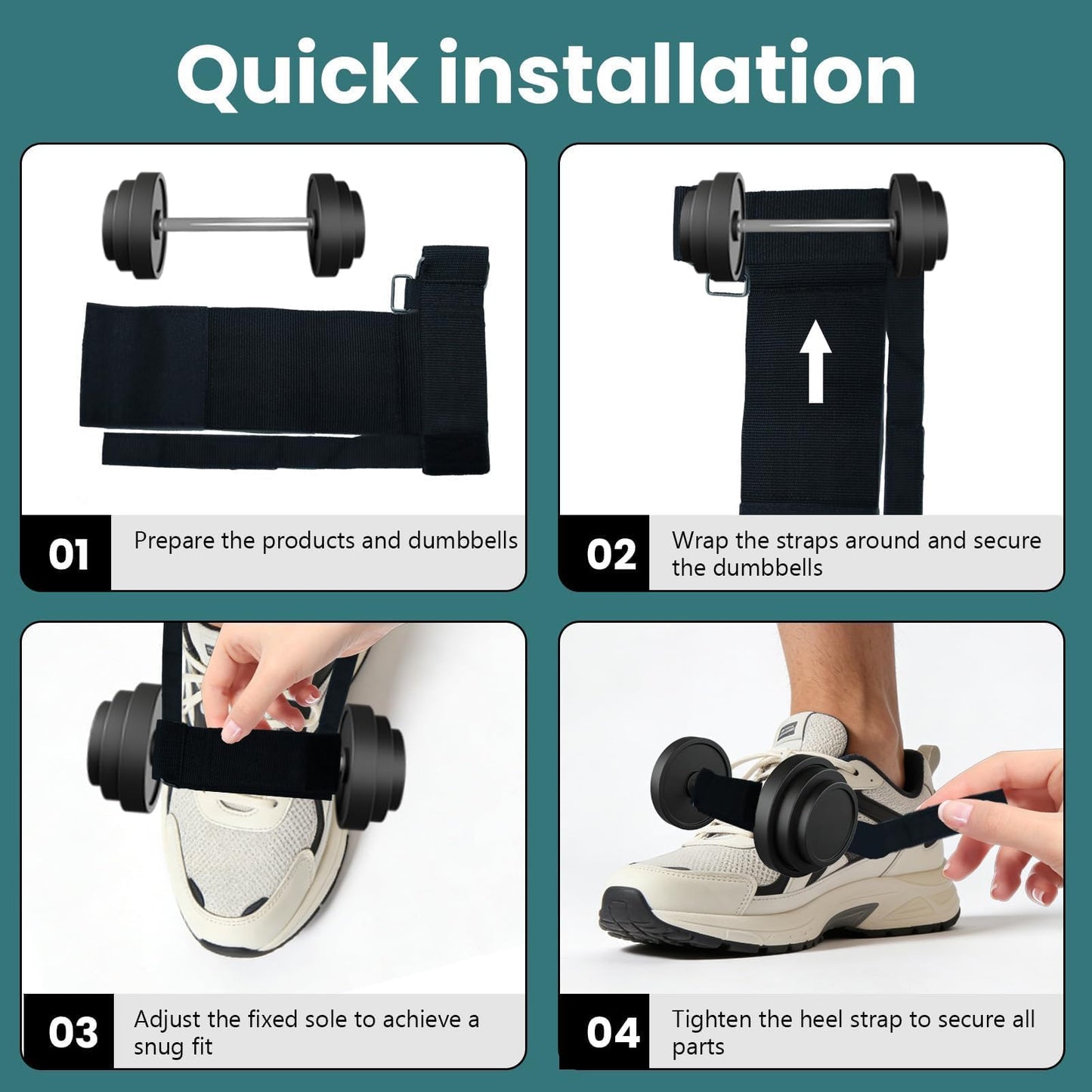 Monkey Dumbbell Foot Attachment, Adjustable Feet Dumbbell Attachment Straps, Tibialis Trainer Strap for Leg Workouts– Leg Extensions, Shin Splint, Hip Flexors, Target Glutes, Hamstring Curls