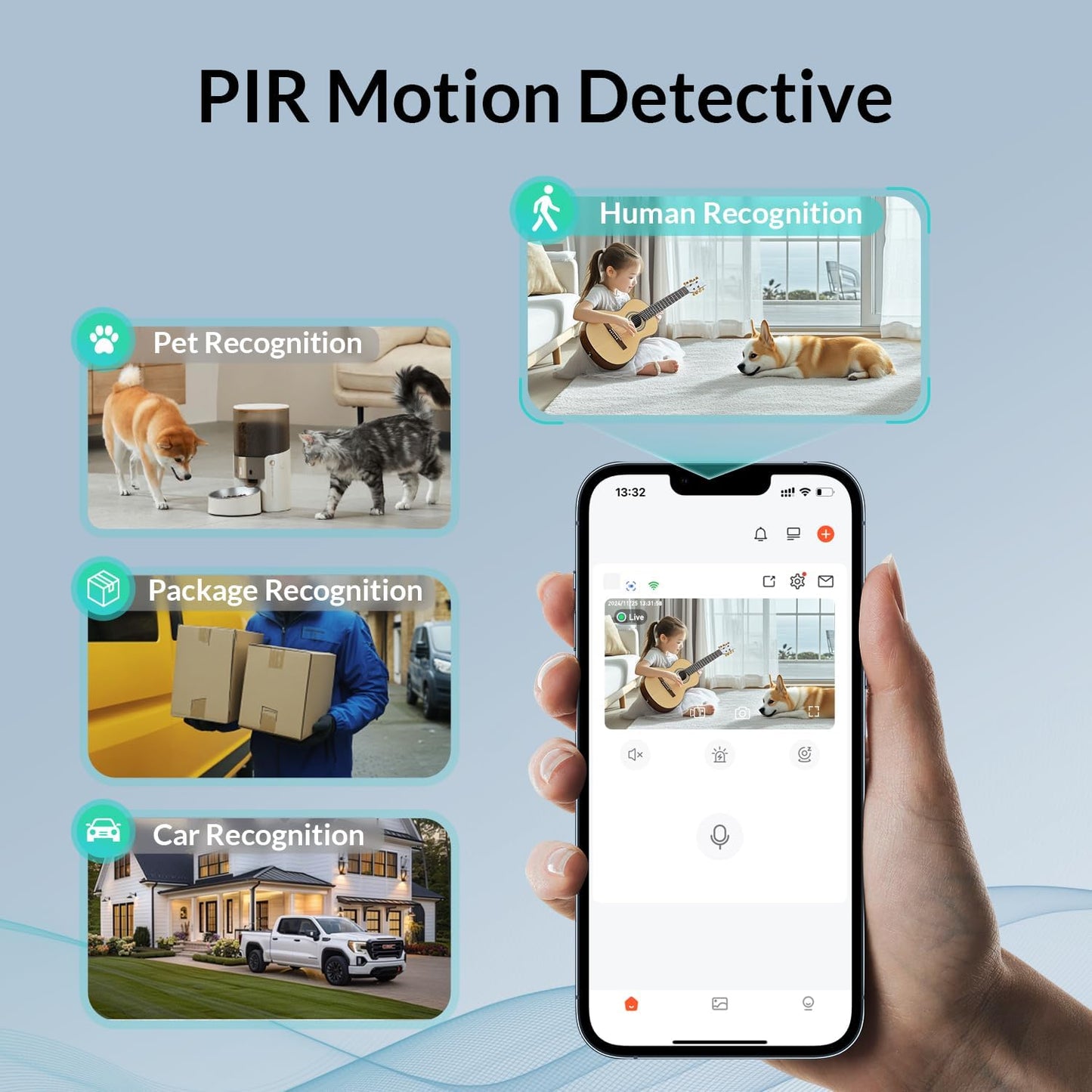 VKfoy 2K 2-Way IP65 Vicohome Wireless Battery-Powered WiFi Security Camera, Outdoor/Indoor with AI Motion Detection