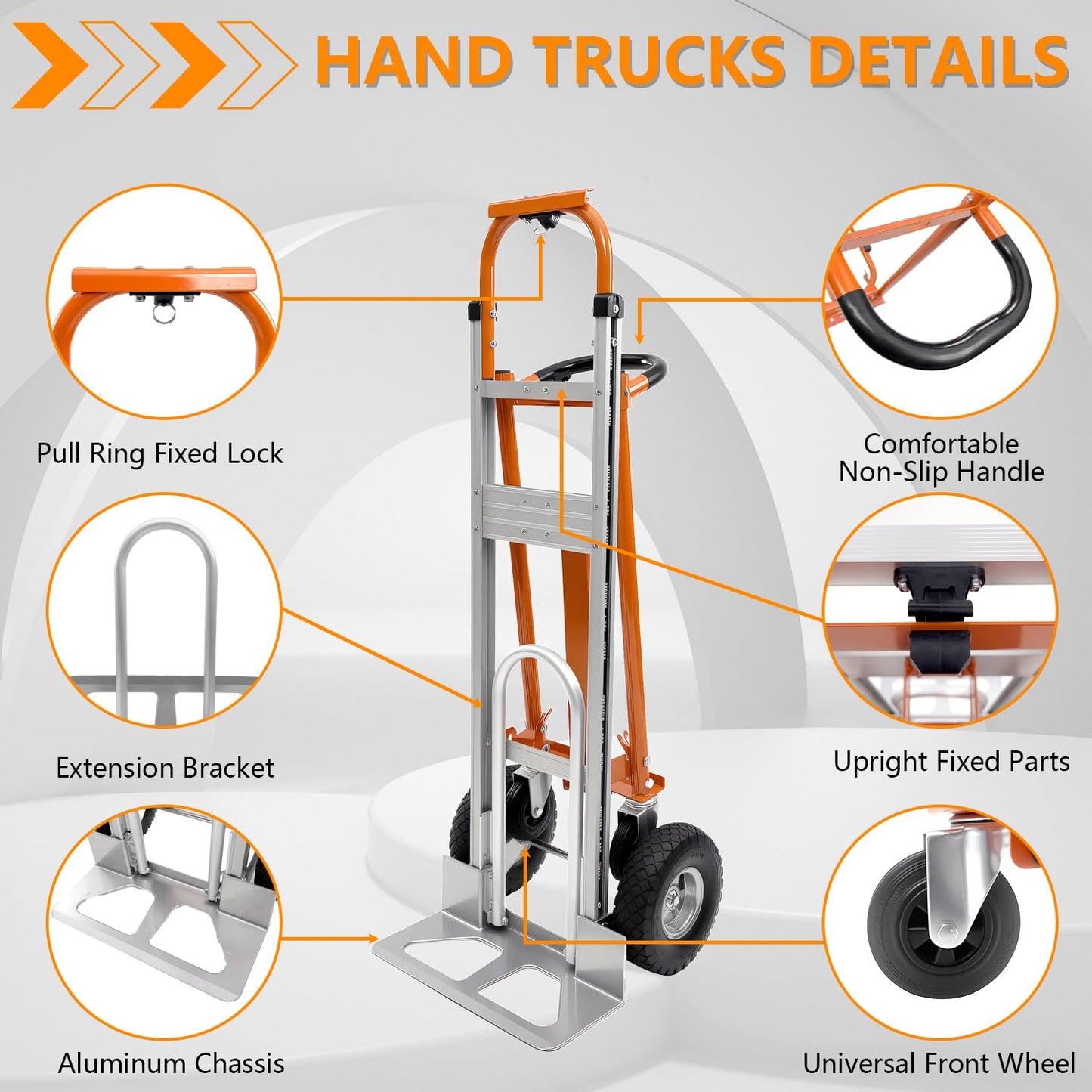 SST Convertible Hand Truck, 4 in 1 Folding Hand Truck Dolly Cart with Wheels, 1000LBS Heavy Duty Aluminum Hand Truck for Construction, Logistics, Shopping, Home, Office Moving