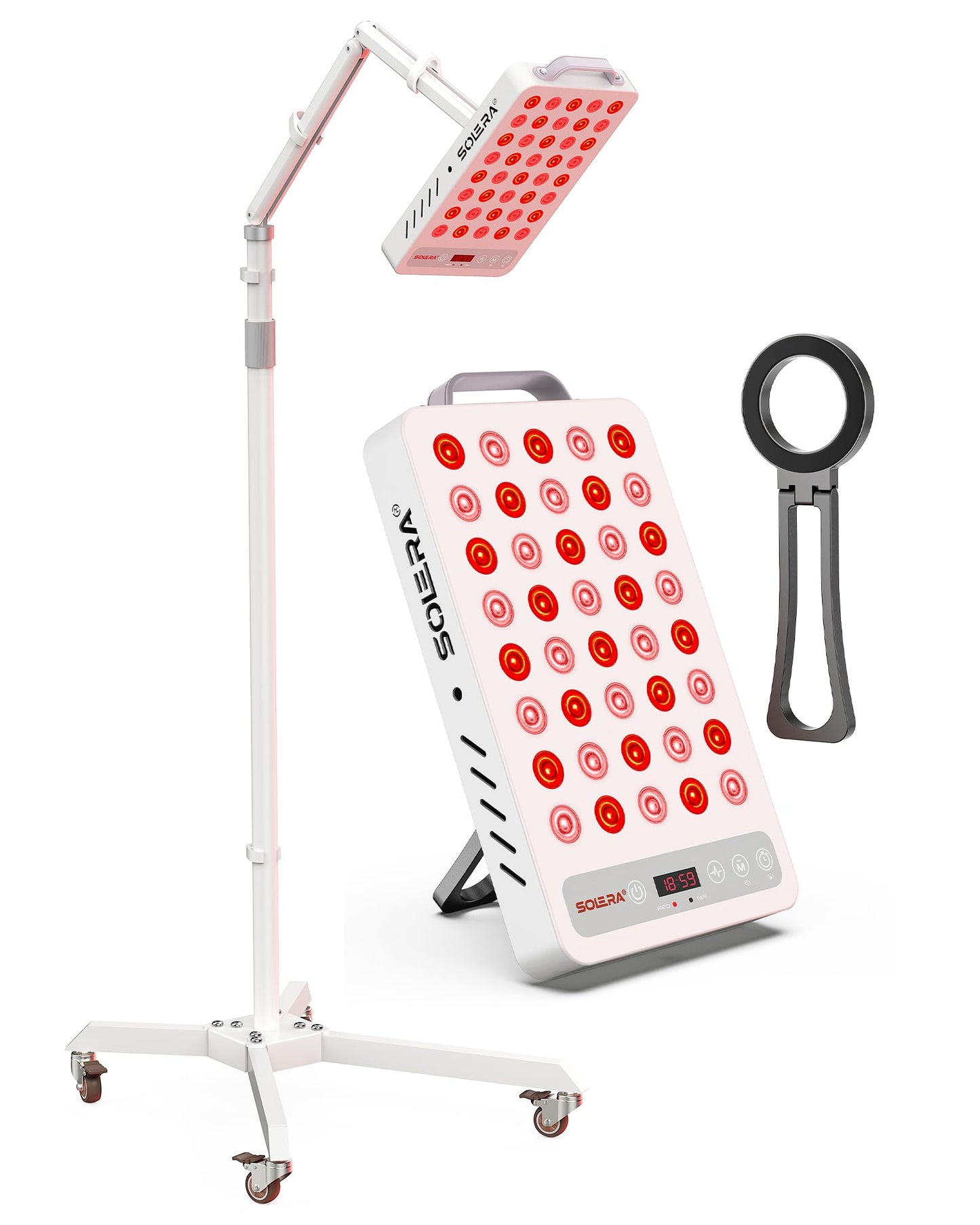 SOLRA SR40 Red Light Therapy Panel with Magnetic Mount & Floor Stand, 660nm 850nm Near Infrared LED Light Lamp for Face & Body, 200W Dual Chip, Adjustable Height, Low EMF, Timer, Home Use