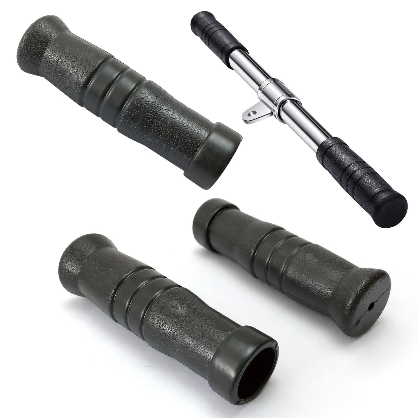 SquEqu 4 Pack LAT Pulldown Machine Straight Bar Grips Non-Slip Tricep Bar Rubber Grips for Fitness LAT and Lift Pulley System Cable Machine Attachment Row Handles Cable Station Pull Down Gym
