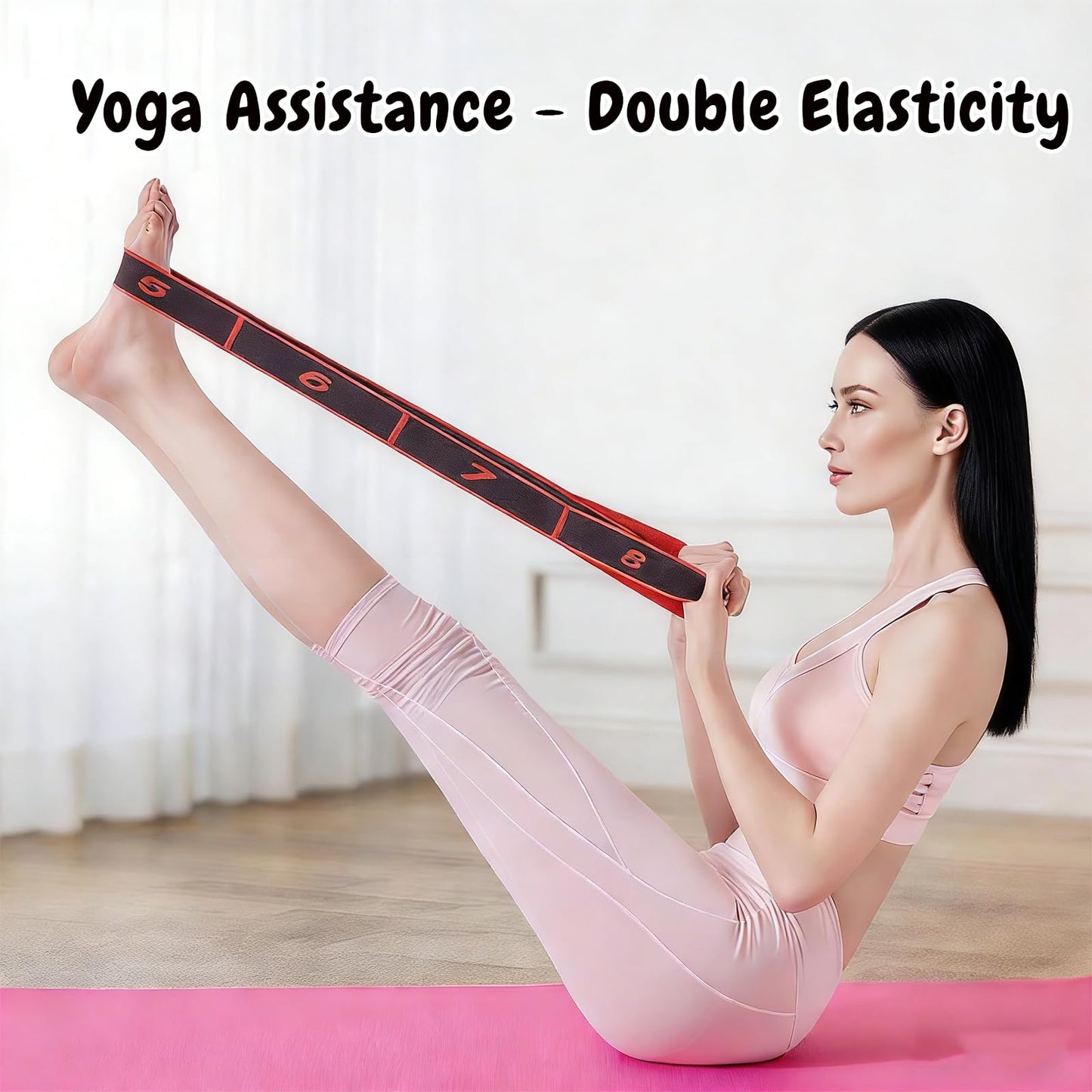 （2Pcs） Numbered Resistance Bands for Glutes & Yoga, Adjustable Pull Rope for Full Body Workout, Arm Leg Exercise Equipment for Home Gym Training(Red&Purple