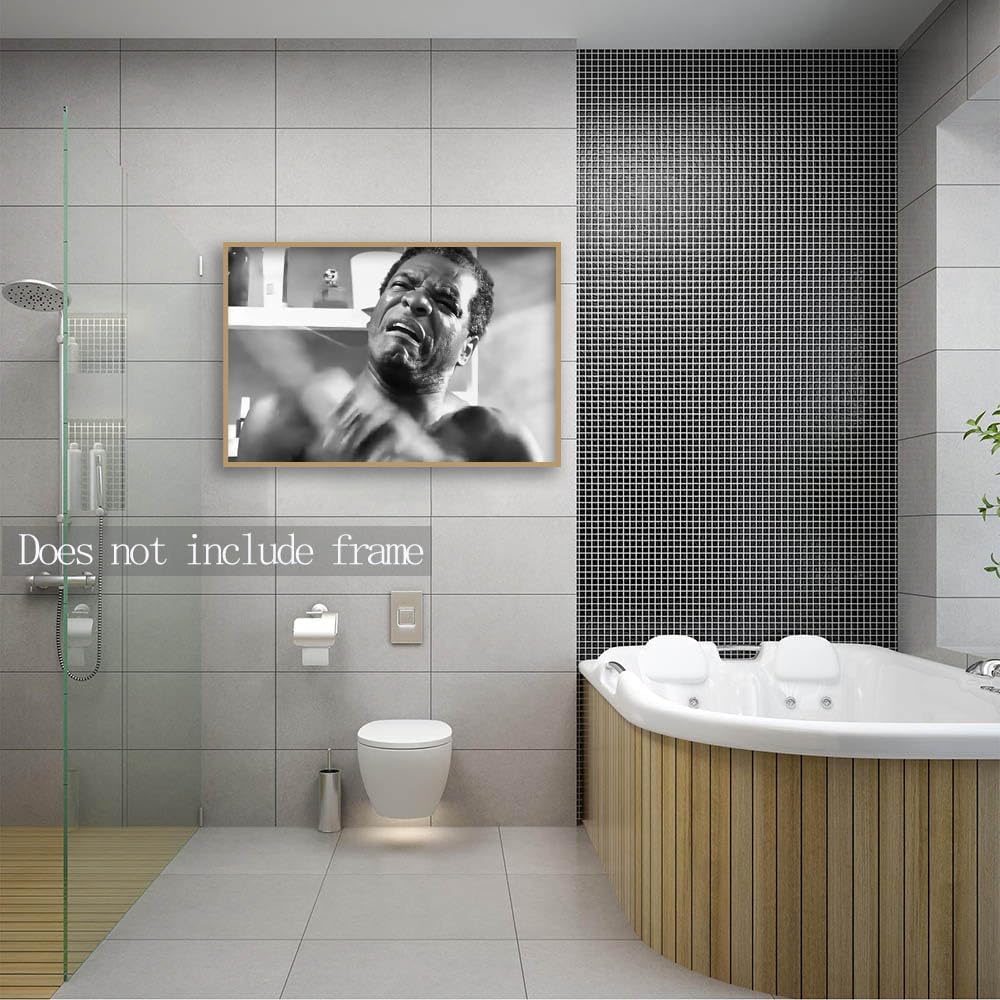 Regine Switzerland Funny Friday Bathroom Poster - Black & White Wall Art Canvas Print | 12x18 Inch Unframed Decor