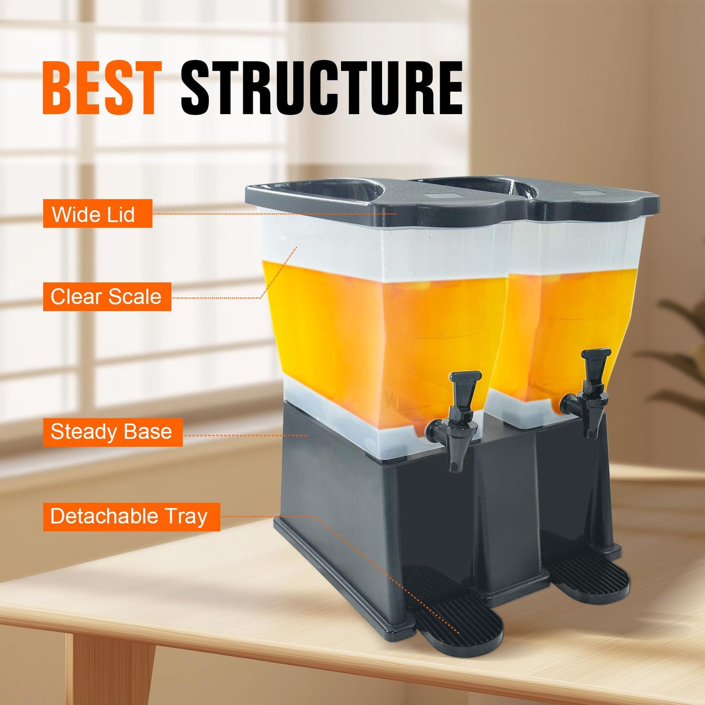 Hakka 6 Gallon Drink Dispenser, Commercial Juice Dispenser for Parties 22L Double Tank Beverage Dispenser with Spigot for Catering, Buffets, Restaurants