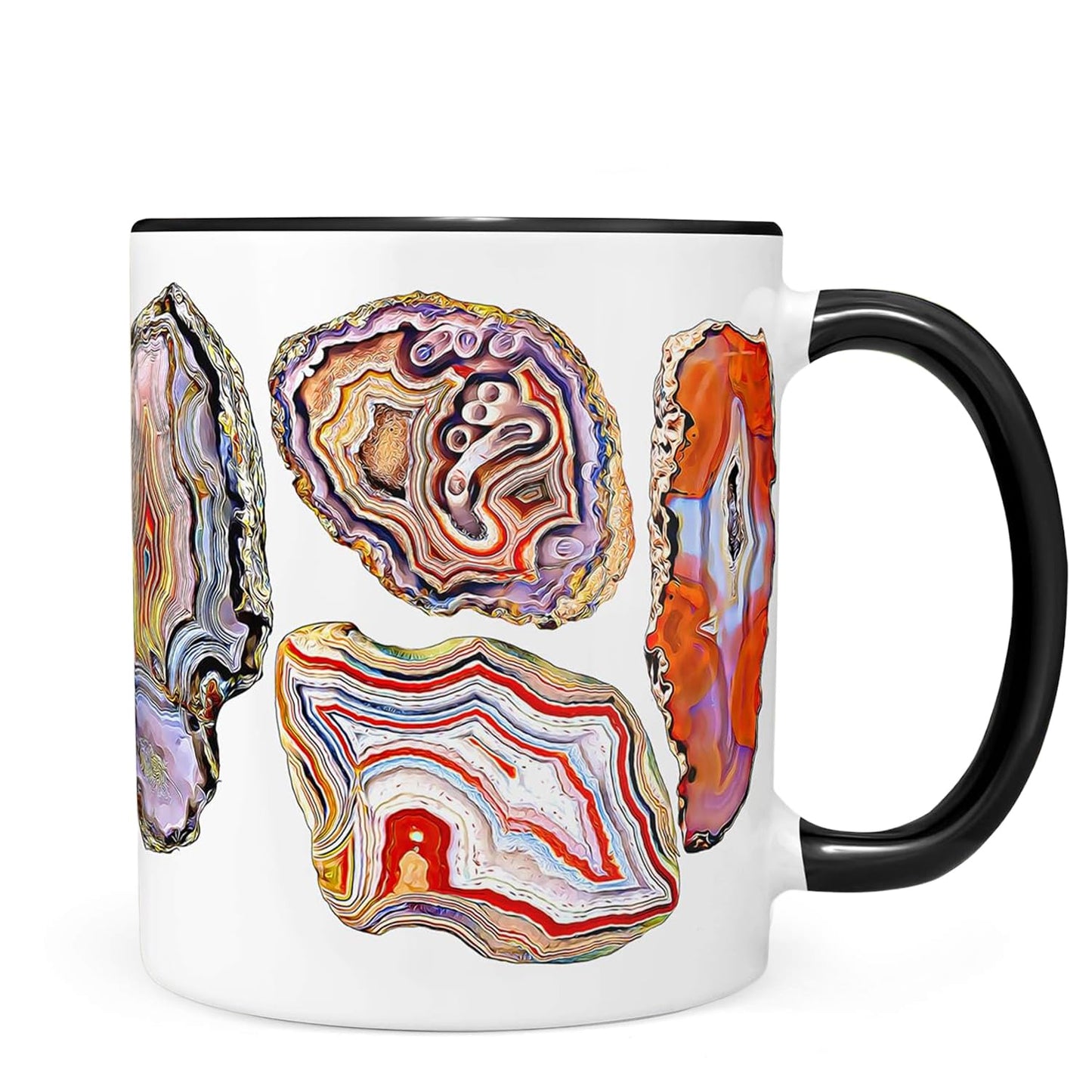 Agate Geode Slice Watercolor Ceramic Coffee Mug, 11 or 15 oz