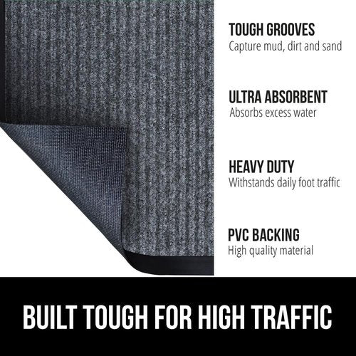 GORILLA GRIP Waterproof Door Mat - Heavy Duty Entryway Rug for Home & Office | 29x17, Charcoal Gray