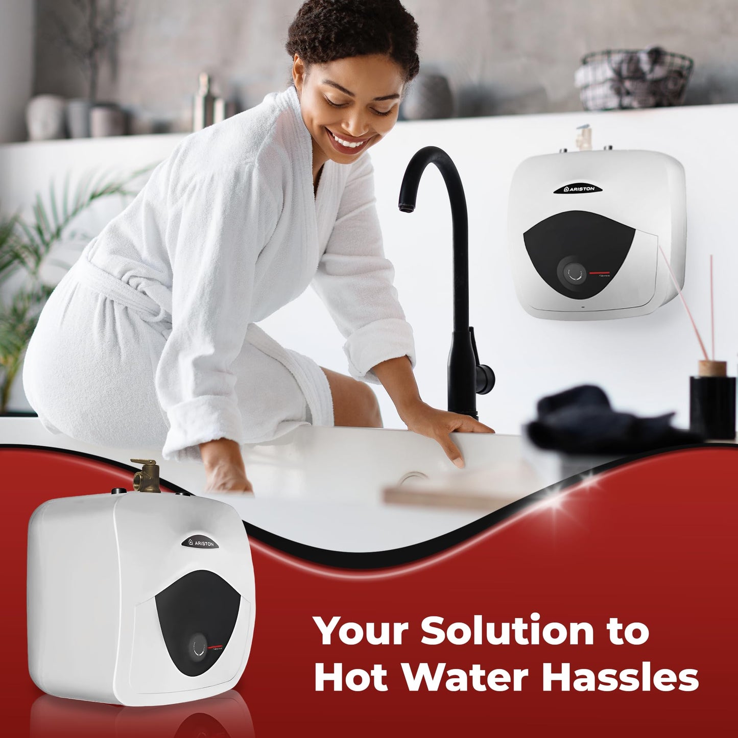 4 Gallon Capacity, 120-Volt – Ariston Andris Mini Tank Electric Water Heater – Heating Solution for Under Sink, RV, and Compact Spaces, Smart Boost for Versatile Heating, Simple Installation