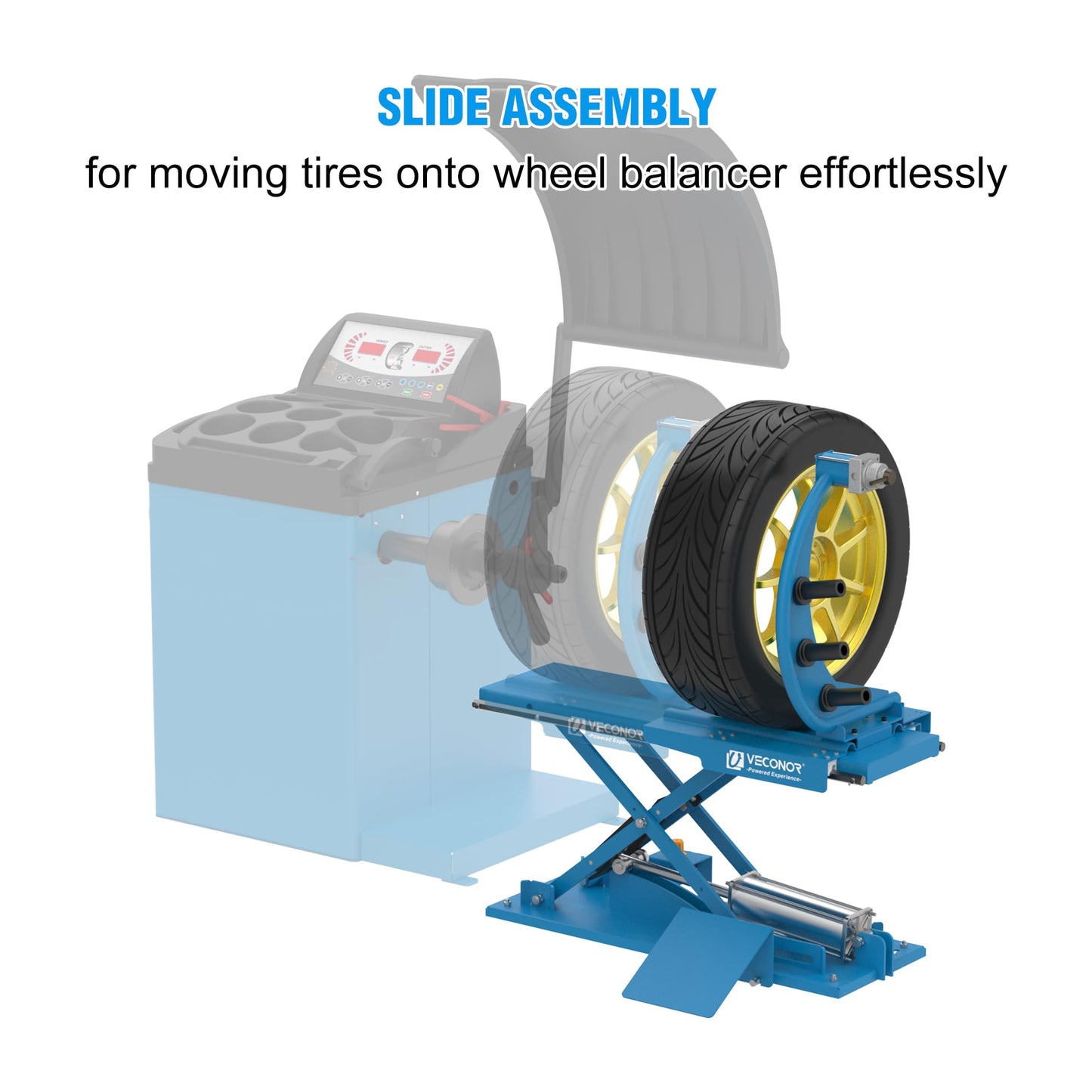 VECONOR Pneumatic Tire Lifter, for Wheel Balancer, Tire Lifting Machine, Wheel Moving Machine, with Movable Device, Blue