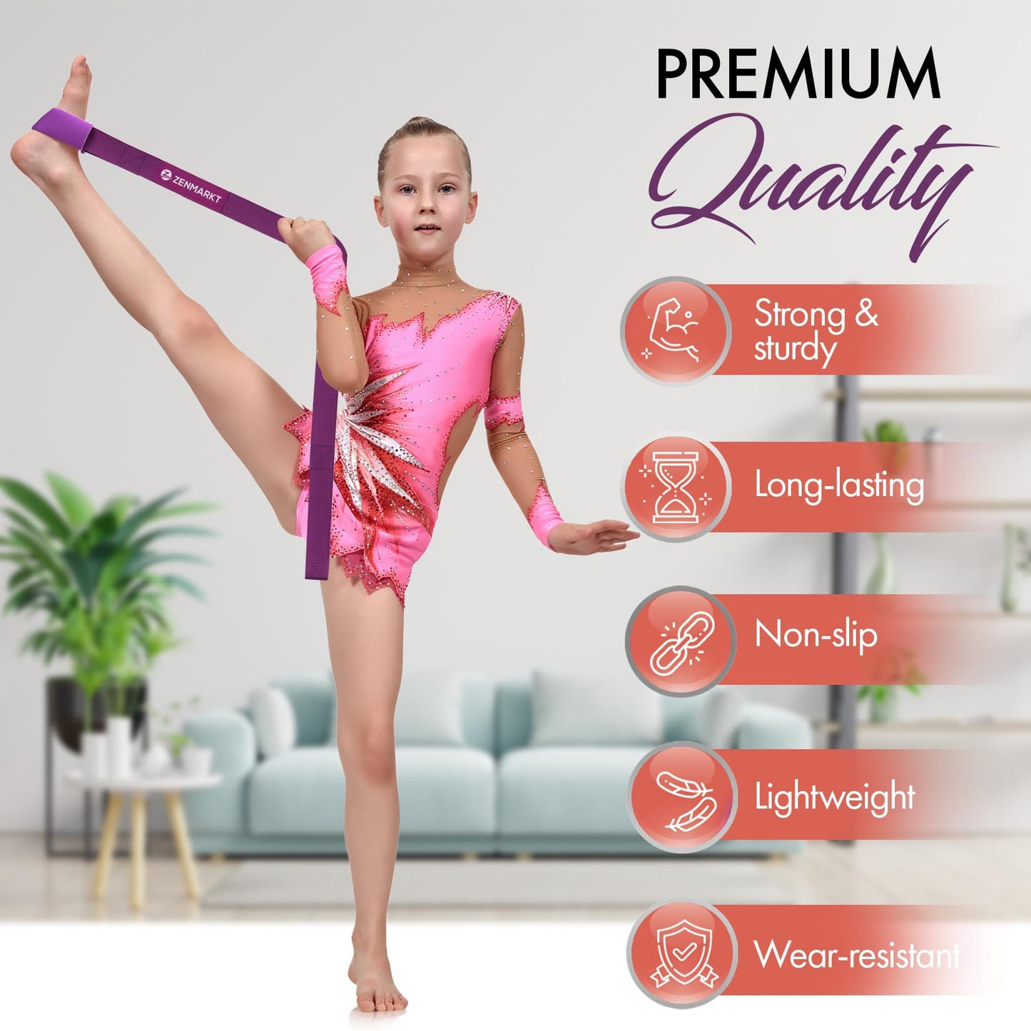 Stretching Strap for Cheer – Flexibility Stunt Strap for Cheerleaders – Durable Cheer Stretching Bands for Improved Flexibility, Range of Motion – Essential Cheer Accessories (Purple)