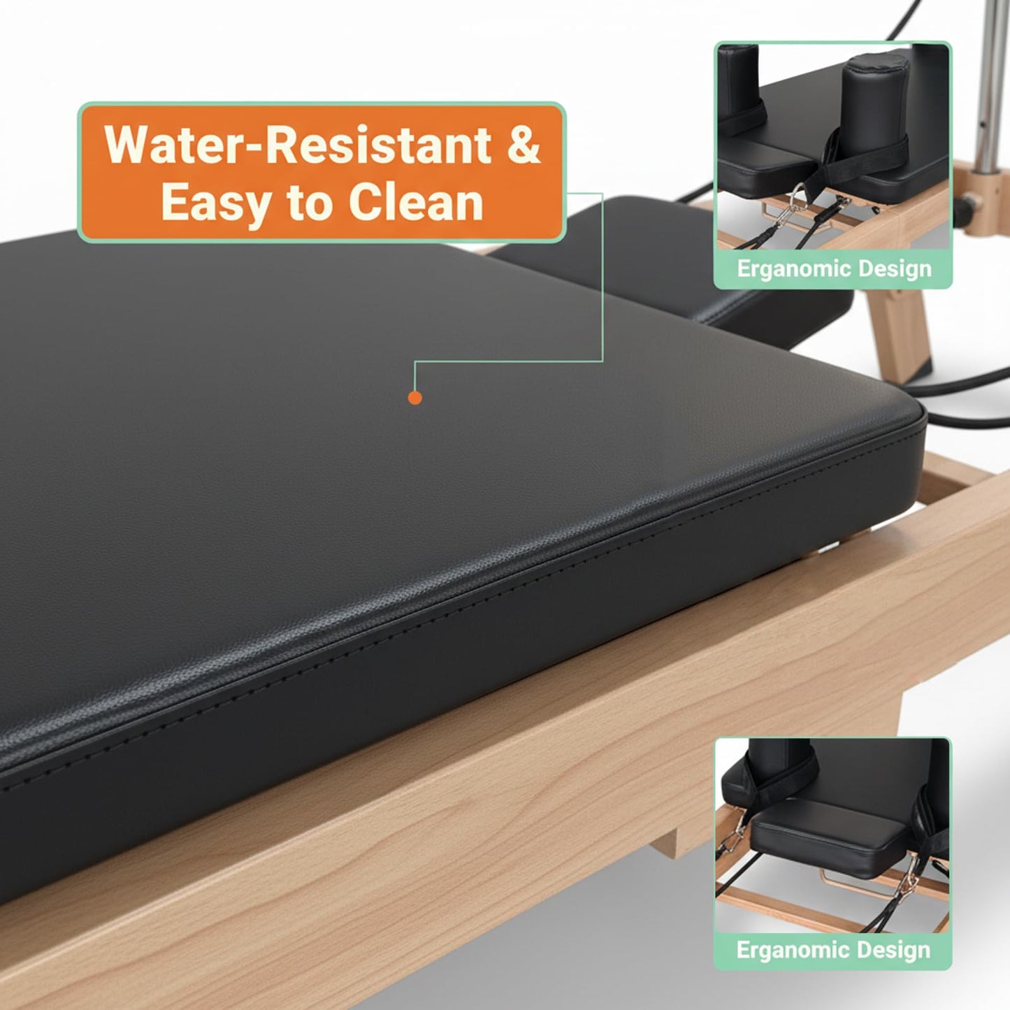 75" Foldable Pilates Reformer Machine for Home Use, Professional Stainless Steel with Wood-Grain Finish, Hybrid Resistance (Springs & Latex), Wellness Gift for Petite Women up to 5'9"