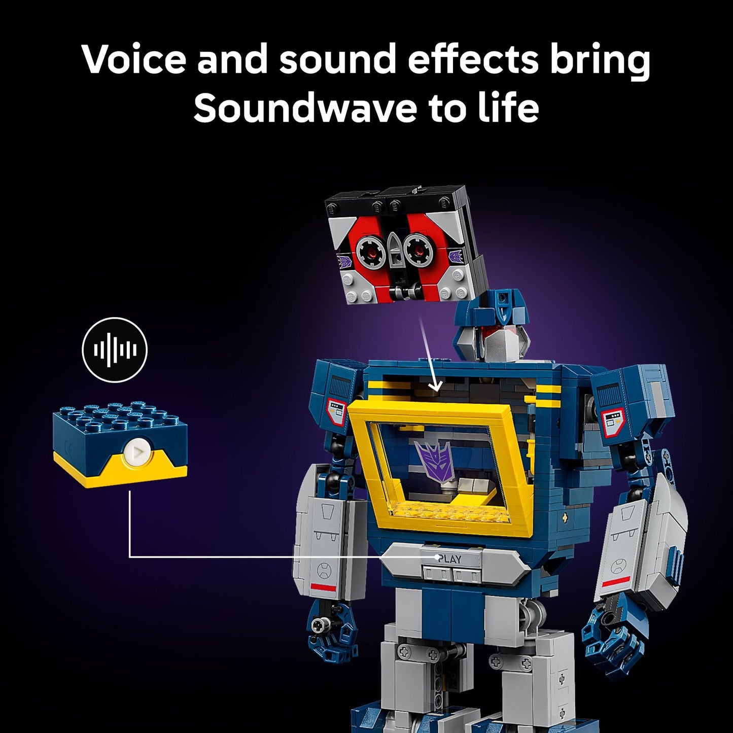LEGO Icons Transformers: Soundwave - Building Set W/Sound Effects for Adults, 18+ - Model Kit W/Ravage & Laserbeak Figures - DIY Home Decor - Collectible Gift Idea for Sci-FI & Movie Fans - 10358