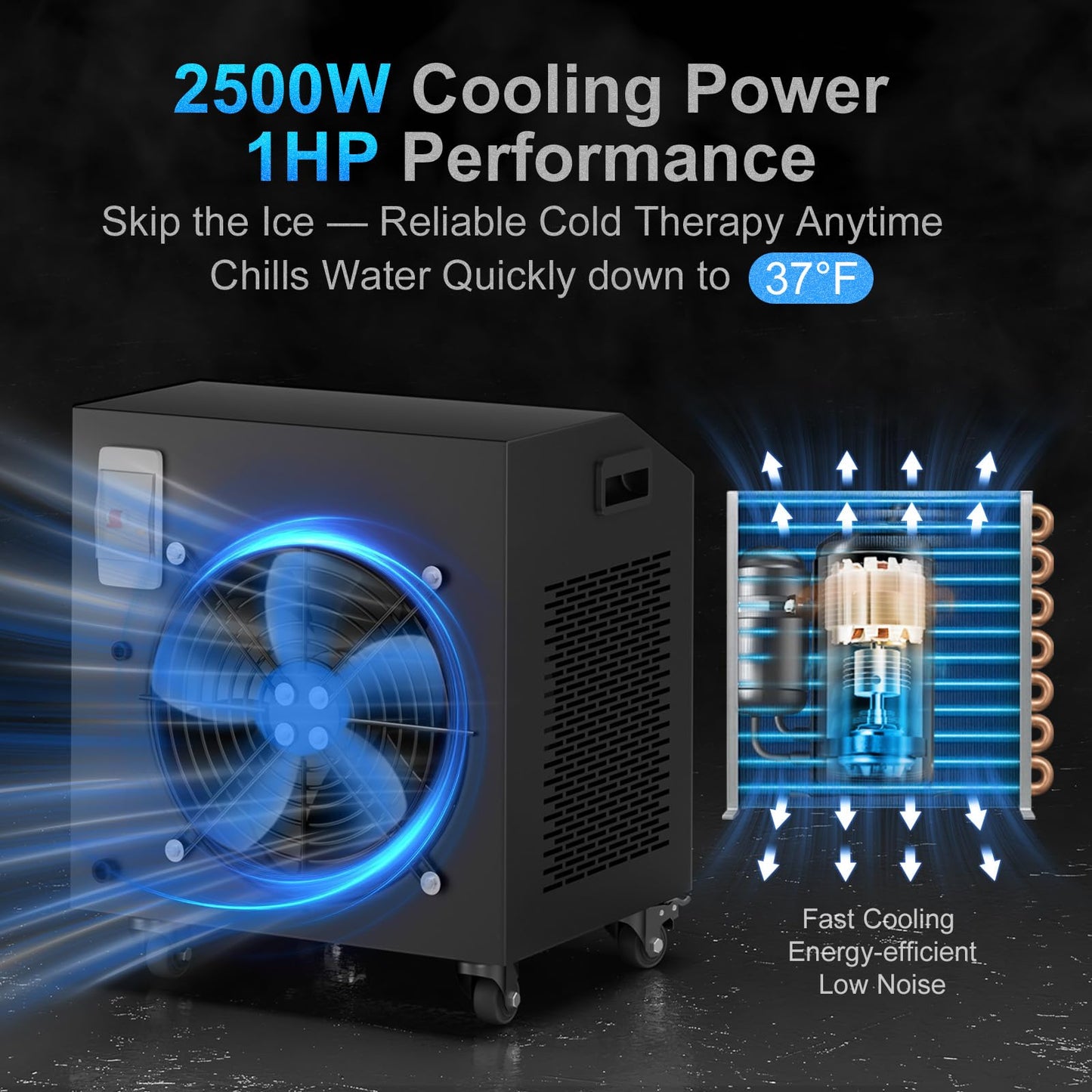 1HP Ice Bath Chiller for Cold Plunge Tubs, Cold Plunge Chiller with External Pump & Filter, Submersible Pump, 2500W Water Chiller for Cold Plunge Recovery and Various Cold Plunge Tubs