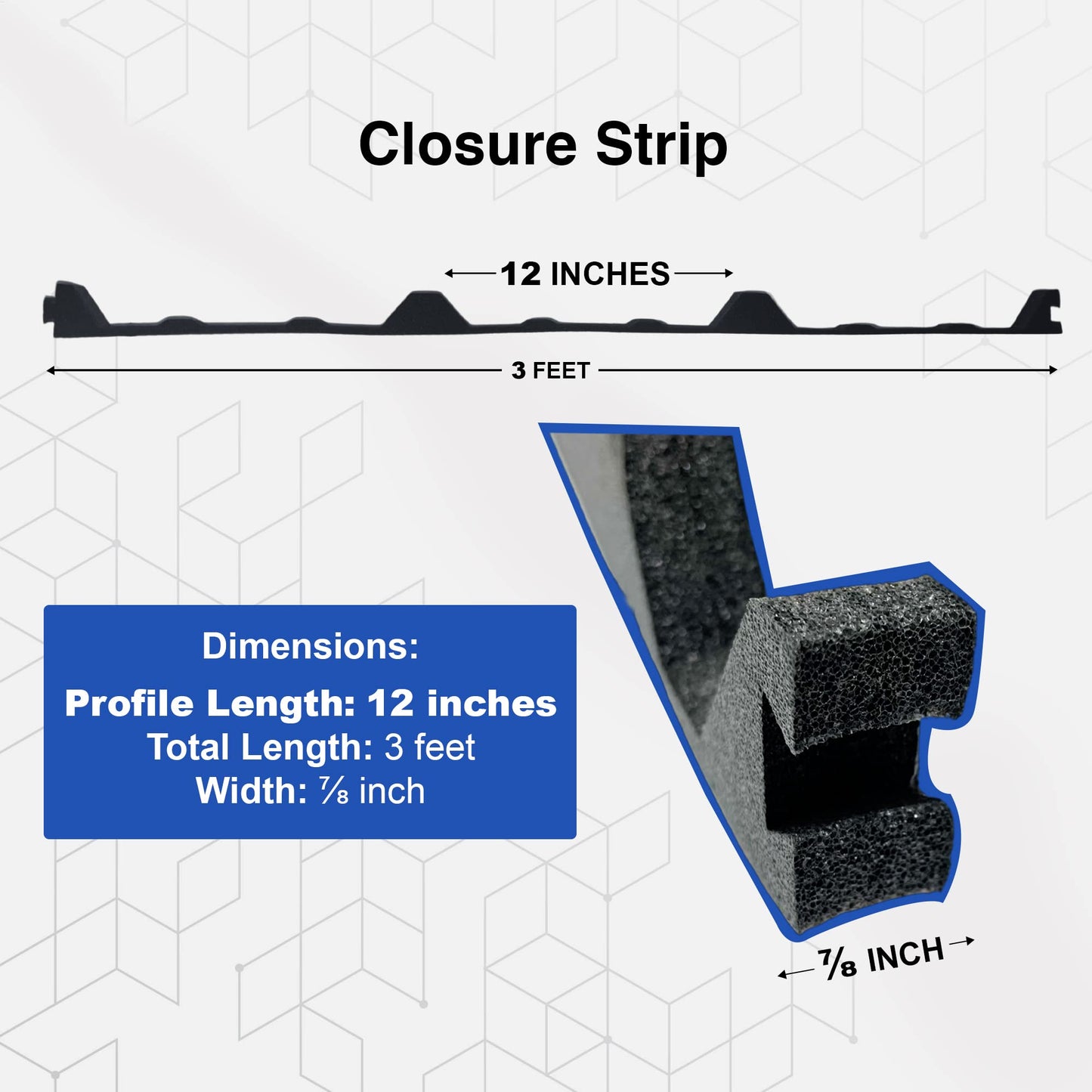 Duco USA-Made R Panel Foam Closure Strips - 100 Pack of 3ft Black Corrugated Roof Foam Strips for Metal Roof Insulations - Weatherproof Insulation Seal Blocks Moisture, Gaps, Noise & Dust