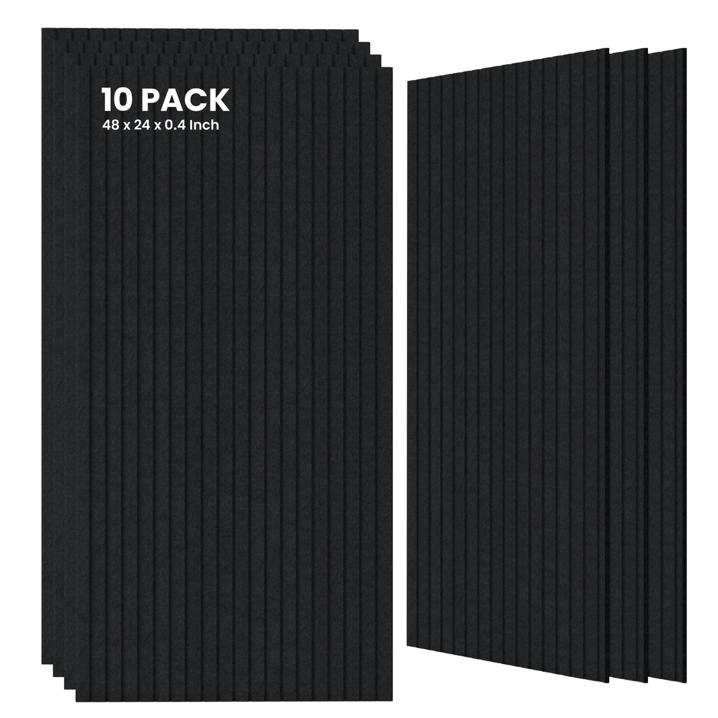 10 Pack Large Acoustic Panels,47.2 x 23.6 x 0.35 Inch Sound Proof Foam Panels for Walls，Premium Noise Dampening Panels,Sound Panels for Media Room, Office and Studio,Black