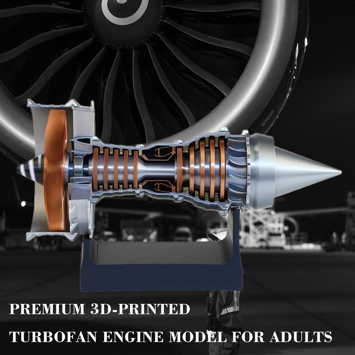 NEOLIAN 11-Inch Turbofan Engine Model Kit Realistic Jet Engine Model for Adults 3D Printed Mini Jet Engine Display with Stand Cool Toy & Gift (DIY Assembly) (DIY Assembly)
