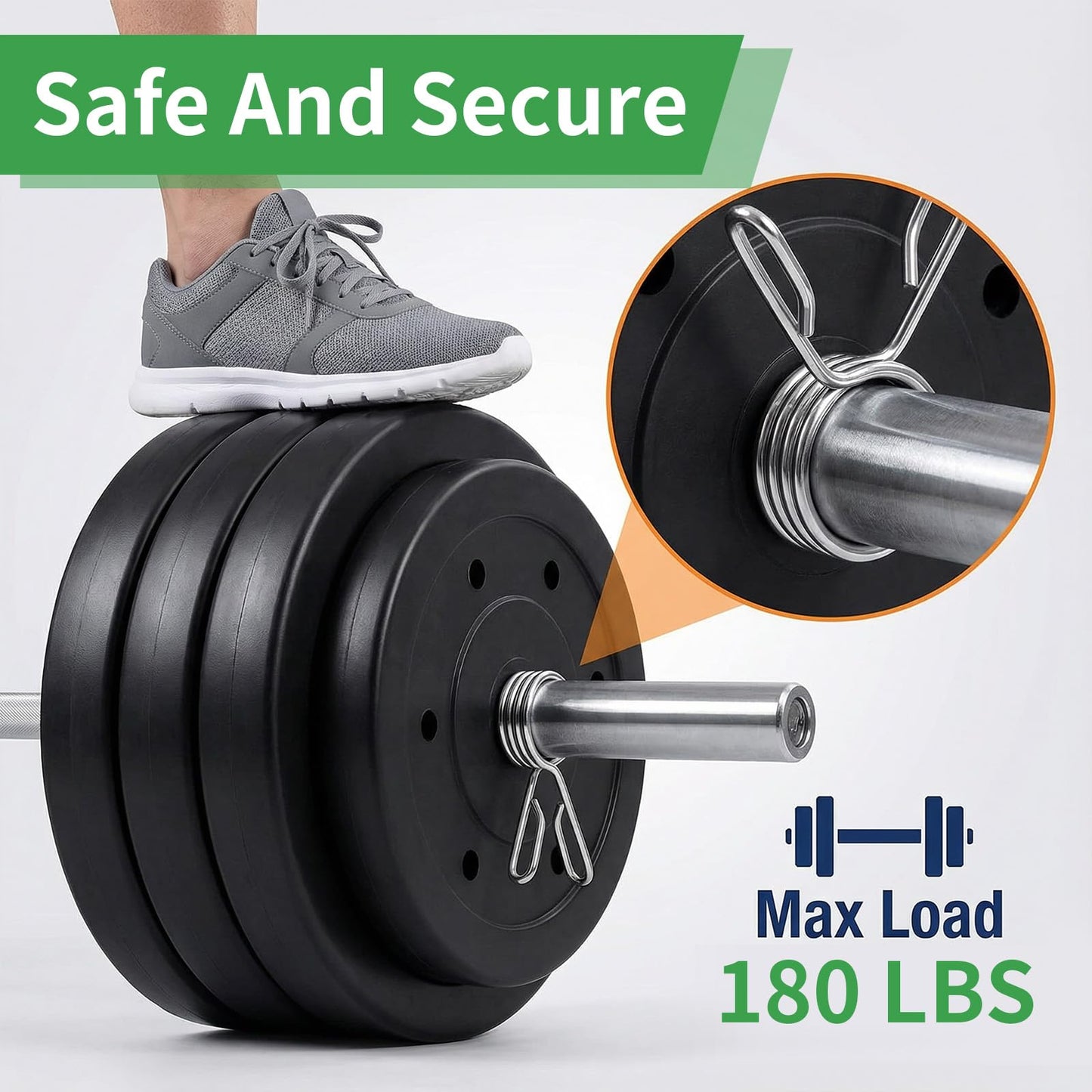 MAQUITA 8 Pack 2 Inch Dumbbell Spring Collars Barbell Clamps Locking Collars Clips for Weightlifting Exercise Fitness Training Supplies (Silver)