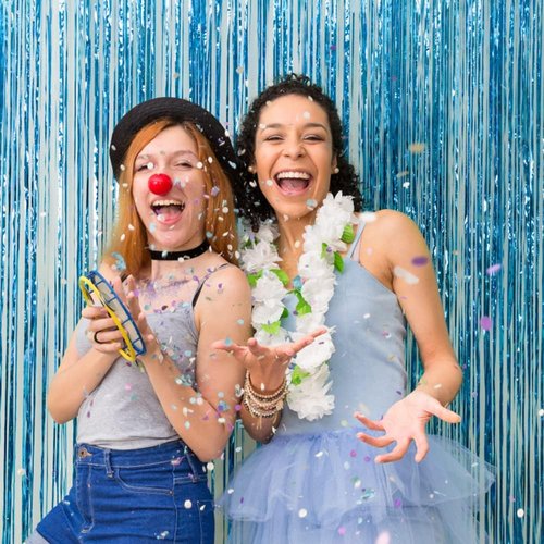Foil Curtain Backdrop by Party Essentials - 10 Pack Blue Metallic Tinsel Fringe for Events & Celebrations