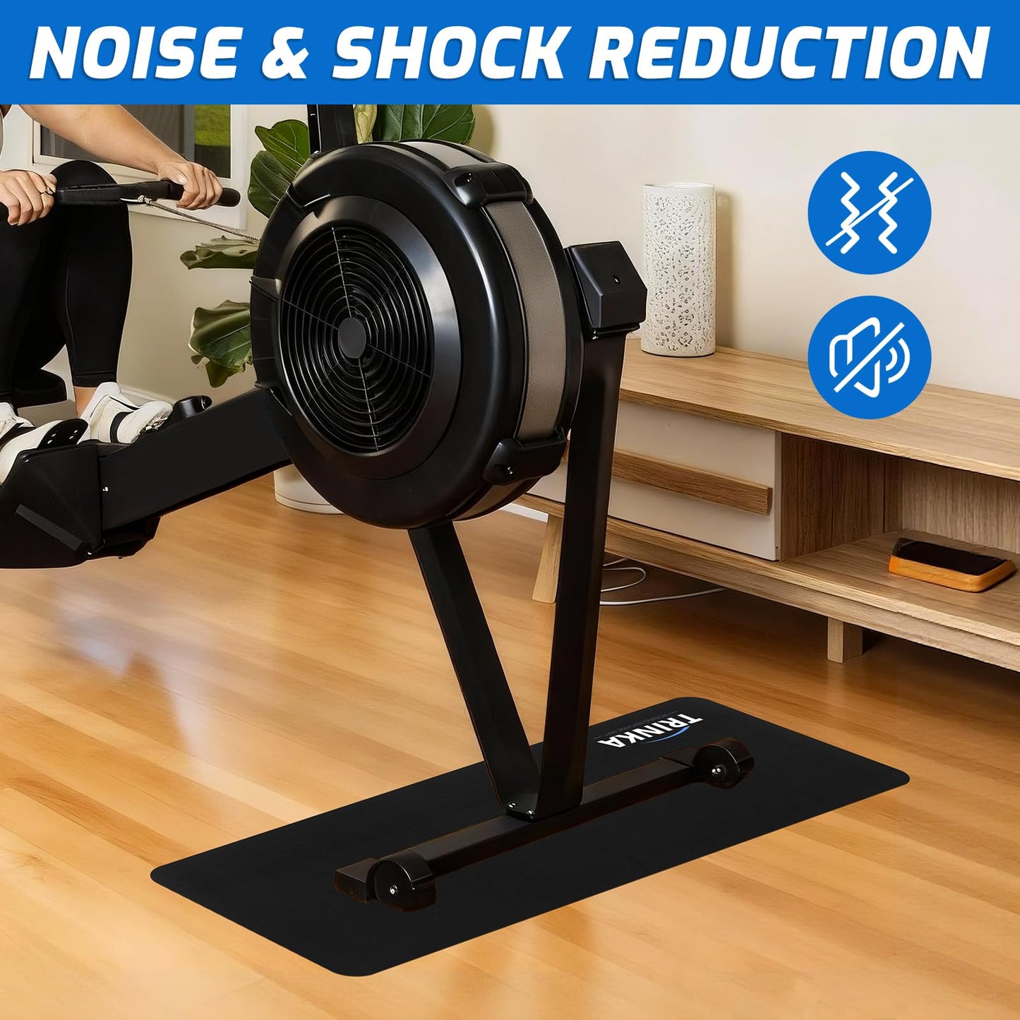 2PCS Rowing Machine Mats, 30"x12" Non-Slip Mat Protect Hardwood Floor Carpet, Fitness Equipment Mat Compatible with Row & Concept 2 Rowing Machine, Peloton Bike, Stationary Spin Bike