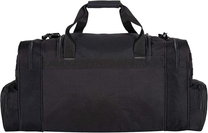 K-Cliffs Heavy Duty Tactical Range Duffel Quality Gear Travel Sports Gym Equipment Bag Military Molle Lockable Zippers with US Flag Patch 27 Inch Black