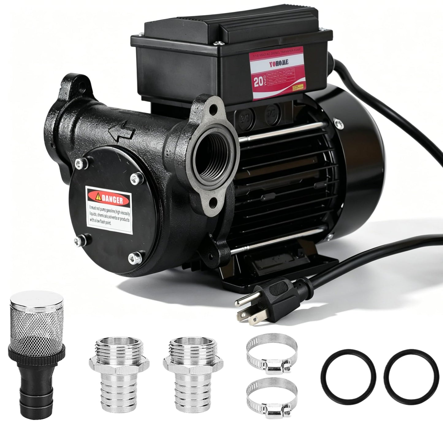YOHOME Diesel Transfer Pump 110V 20GPM Oil Transfer Pump - Diesel, Kerosene, Biodiesel, Light Fuel Oil