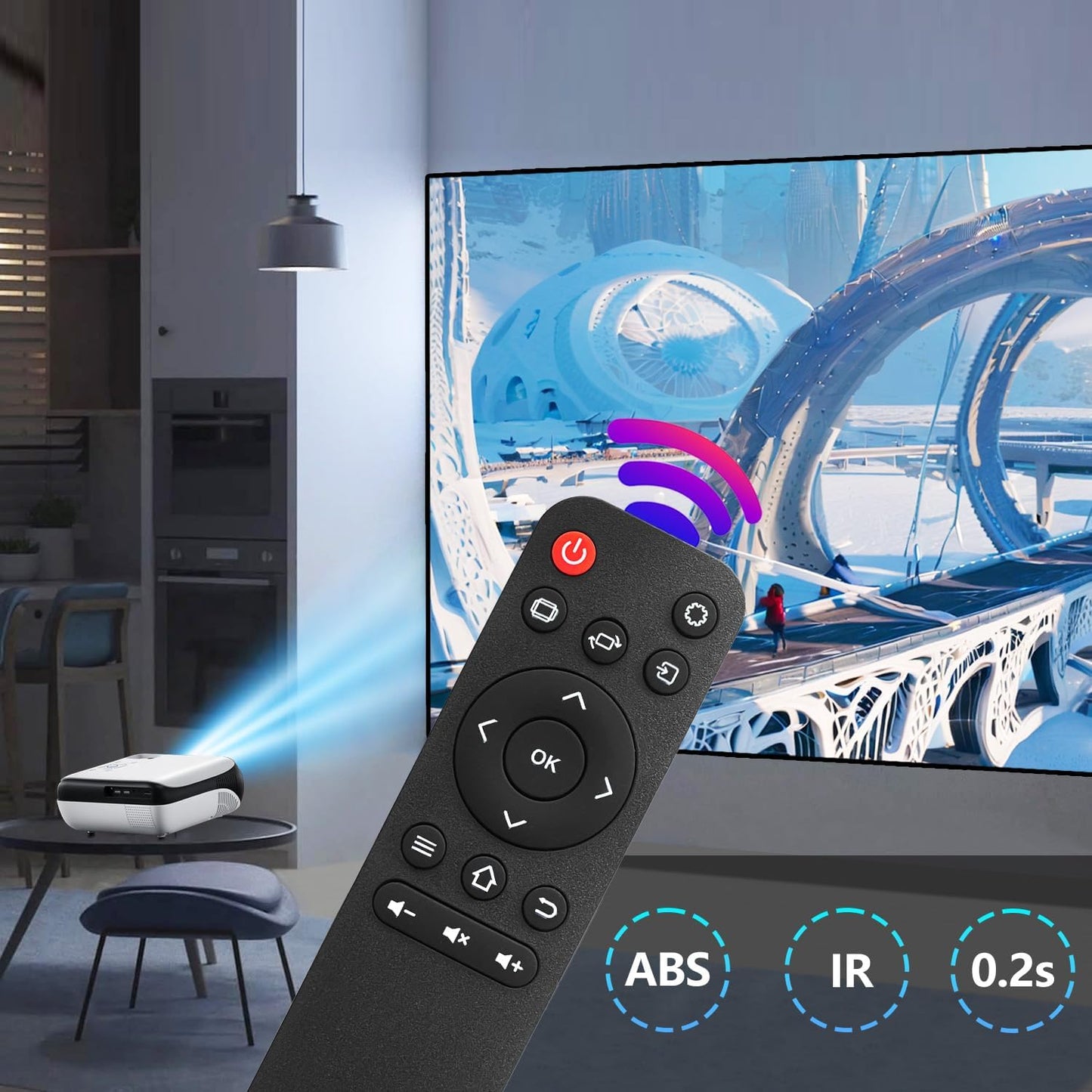 ZECARFA H1 H1 (H1 Replacement Mini Projector Remote Compatible with HAPPRUN Projector Remote Control Remote Control)