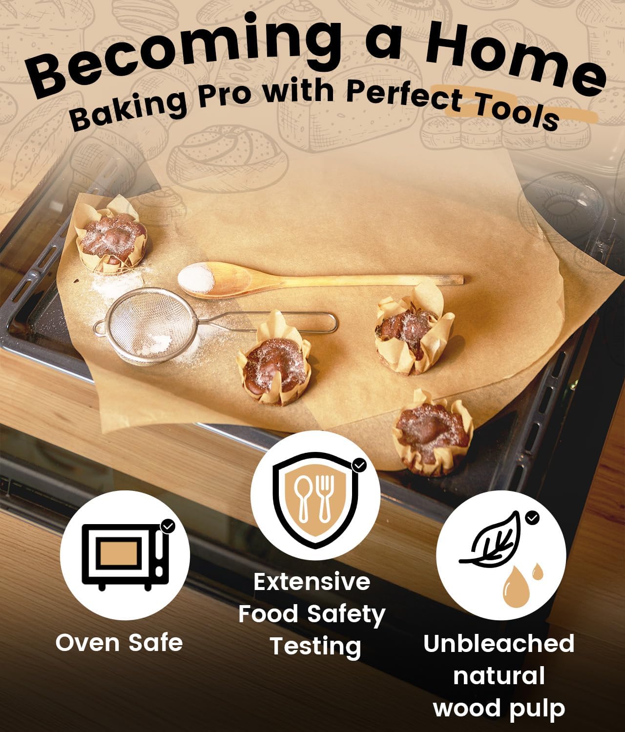 Unbleached Parchment Paper Sheets by [Brand Name] - 300 Non-Stick, Non-Toxic 12x16 Inch Baking Sheets for Oven, Grilling & Air Fryer