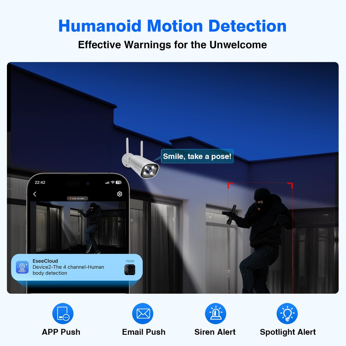 Cromorc Expandable 16CH NVR Wireless Security Camera System with 12.5" Monitor, 4PCS 5MP Surveillance Camera Human Detection, Spotlight, Siren Alarm, 2-Way Audio, Night Vision, 3TB HDD