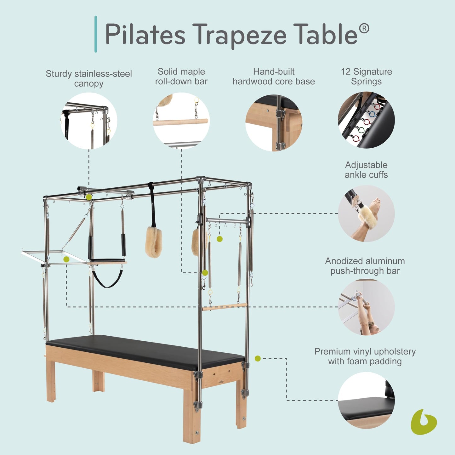 Balanced Body Trapeze Pilates Table (Cadillac), Pilates Workout Equipment, Perfect for at-Home Gym or Studio, Pilates Exercise Equipment for Fitness, Strength, and Well-Being