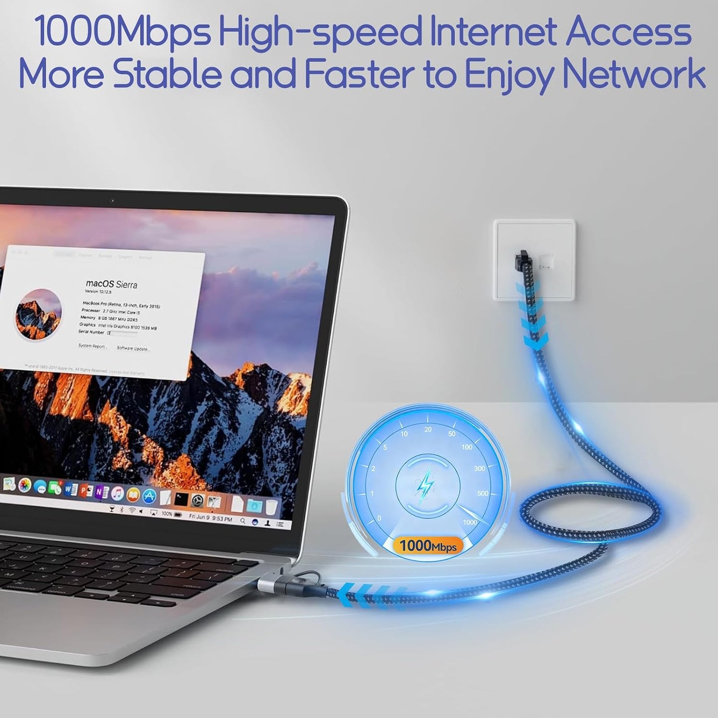1000Mbps RJ45 6.6FT) Herfair Ethernet to USB C Cable Gigabit LAN Internet Cable High Speed to USB Adapter Cord