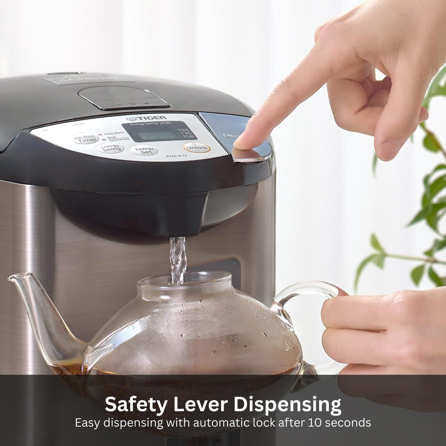 TIGER PDZ-A40U 4.0 Liter Water Boiler and Warmer with 4 Auto-Temp Settings, Stainless Steel Finish