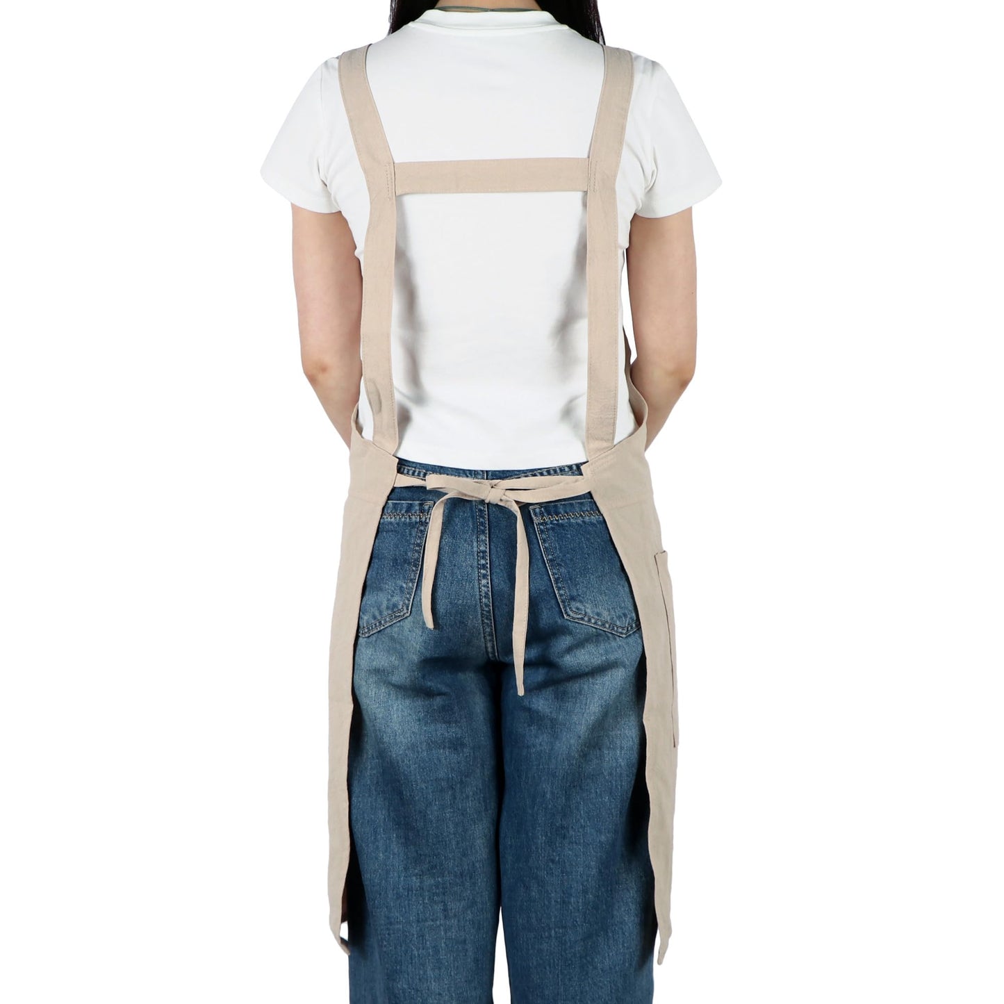 MIKI WELL Cotton Linen Adjustable Strap Pottery Apron with Split Leg Design for Women and Men Artist Gardening Cooking