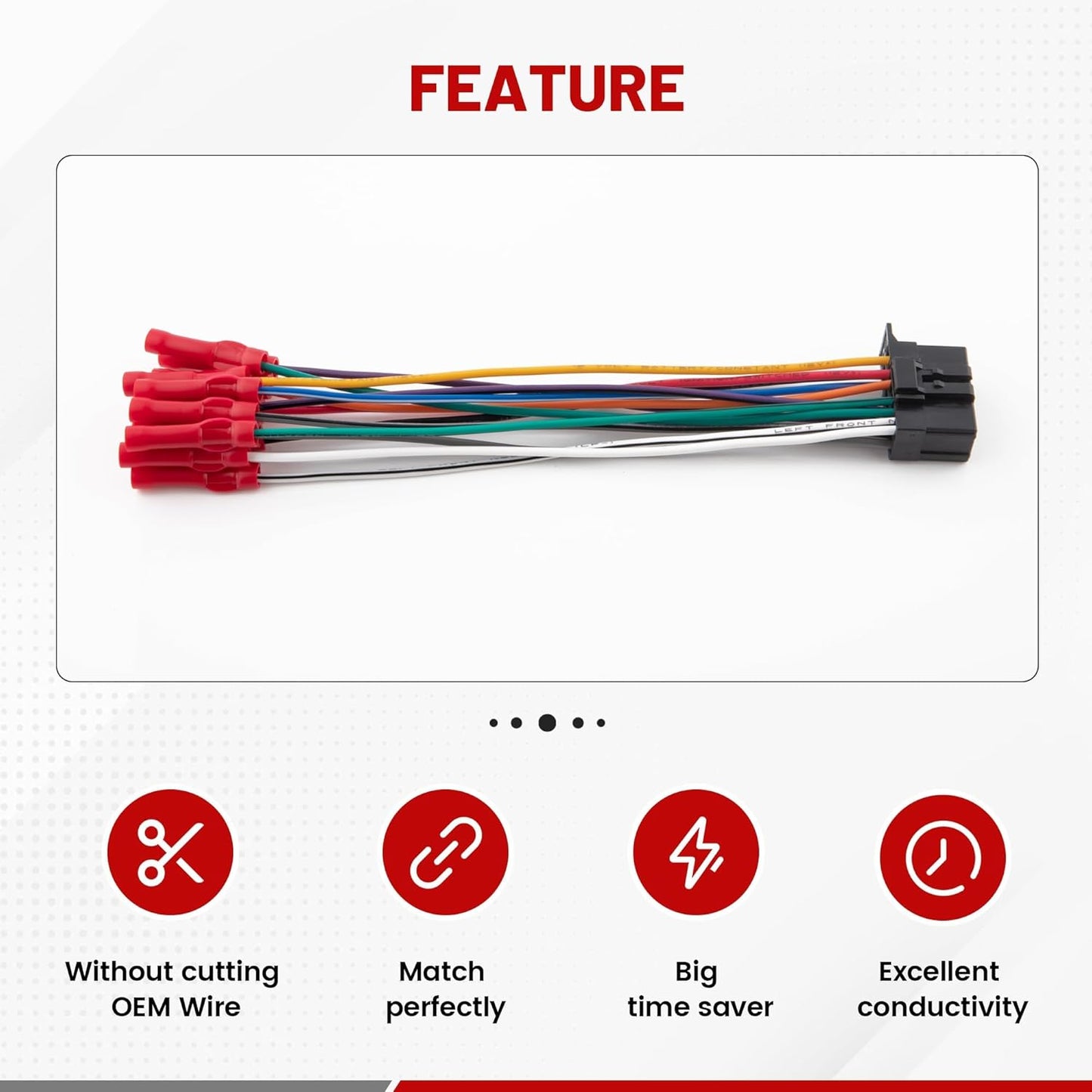 16-Pin RED WOLF Radio Stereo Wiring Harness Compatible with Aftermarket Pioneer Radio DEH AVH AVIC MVH FH SPH w/Wire