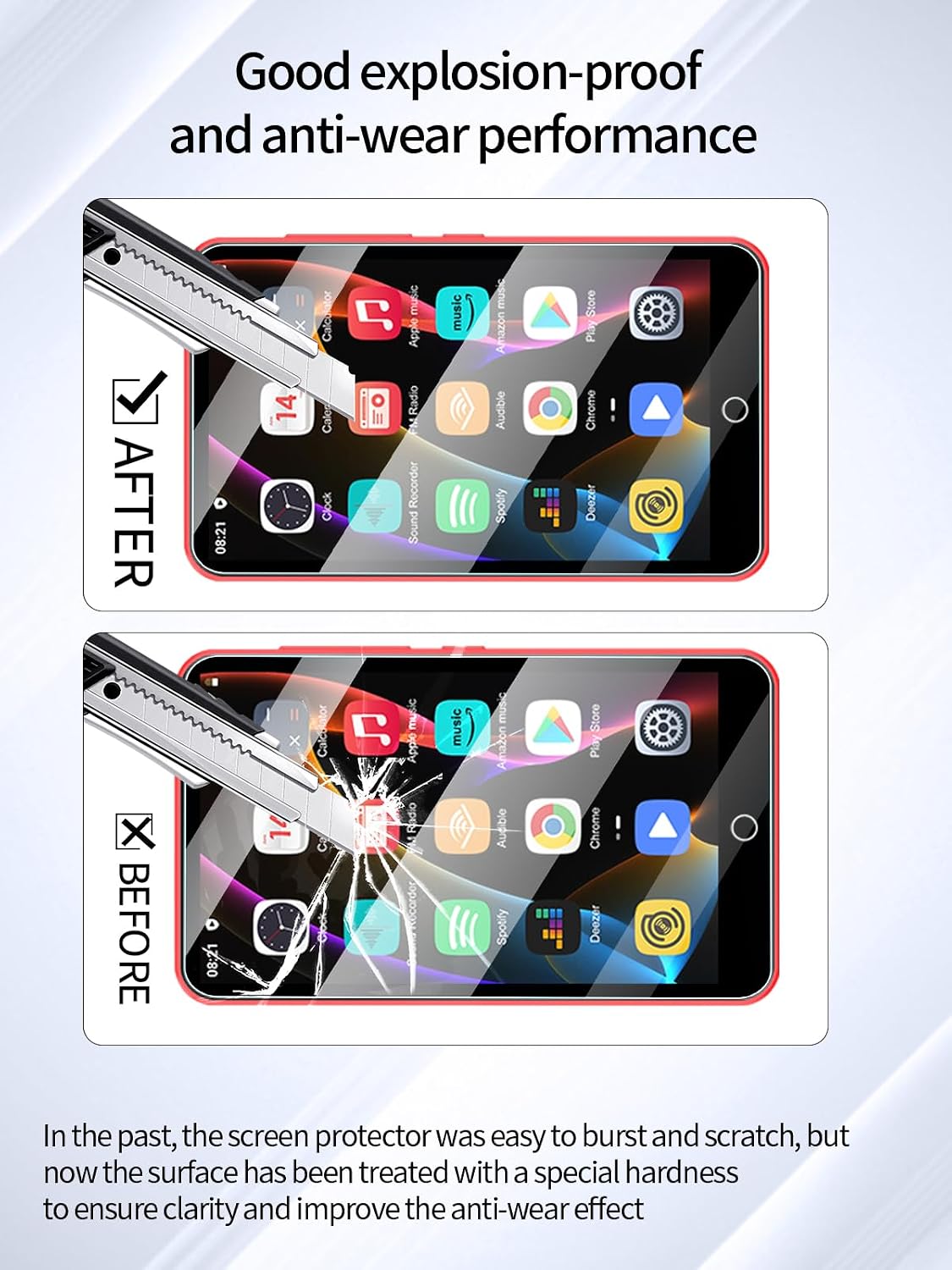 UYRUREL 4 inch MP3 3 Pack Screen Protector for ZAQE Touchscreen Player, High-definition Scratch Resistant Film,HD Clear