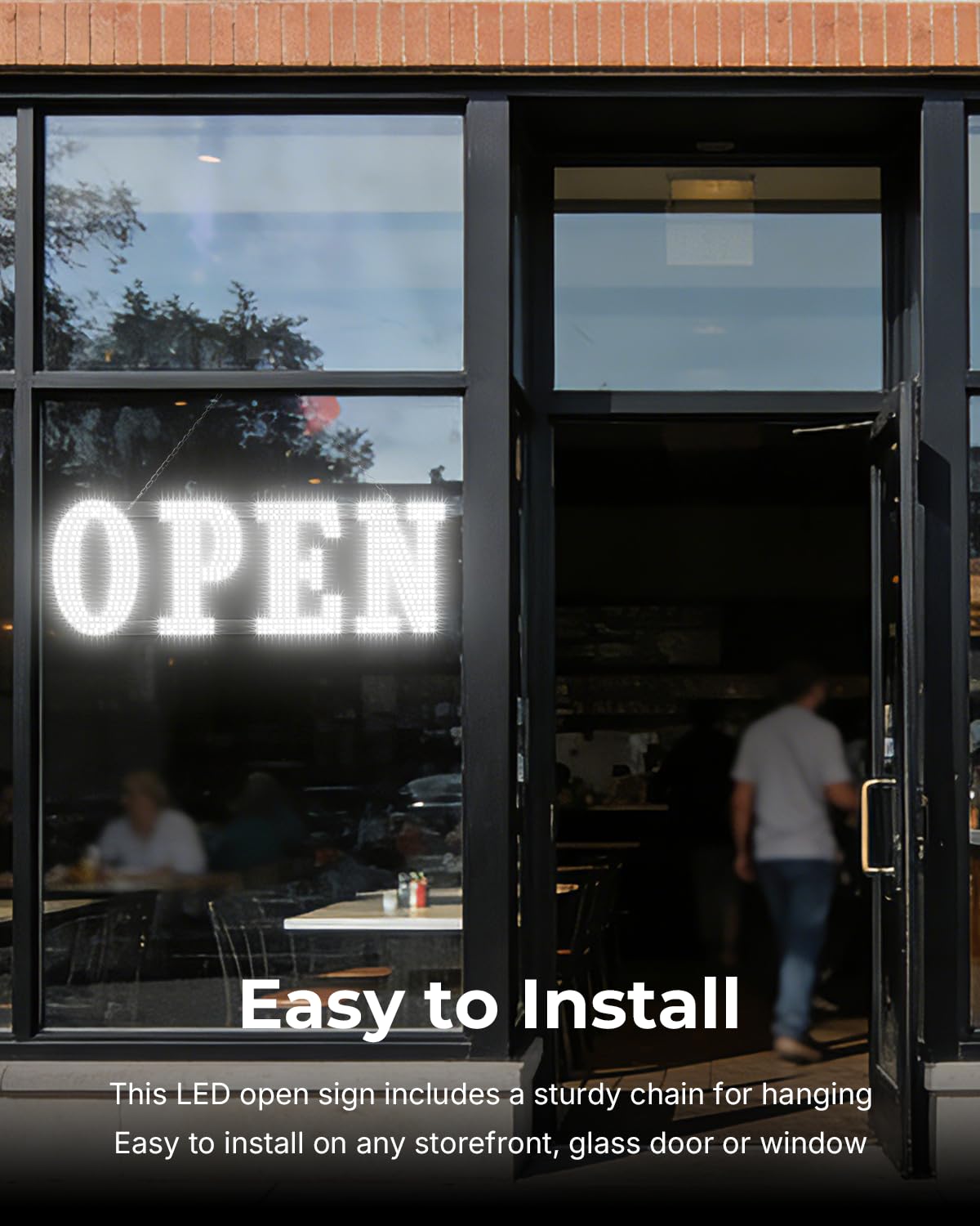 Open Sign for Business, 40"x14" Jumbo Open Sign with Timer and Remote Control, Dynamic Light Modes Led Signs for Storefront Window Bar Salon Cafes Retail Shops White