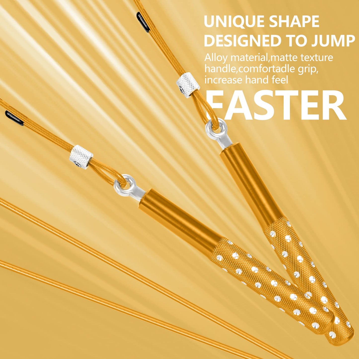 Jump Rope, Wastou Speed Jumping Rope for Training Fitness Exercise, Adjustable Adults Workout Skipping Rope for Men, Women, Kids, Girls (Yellow)
